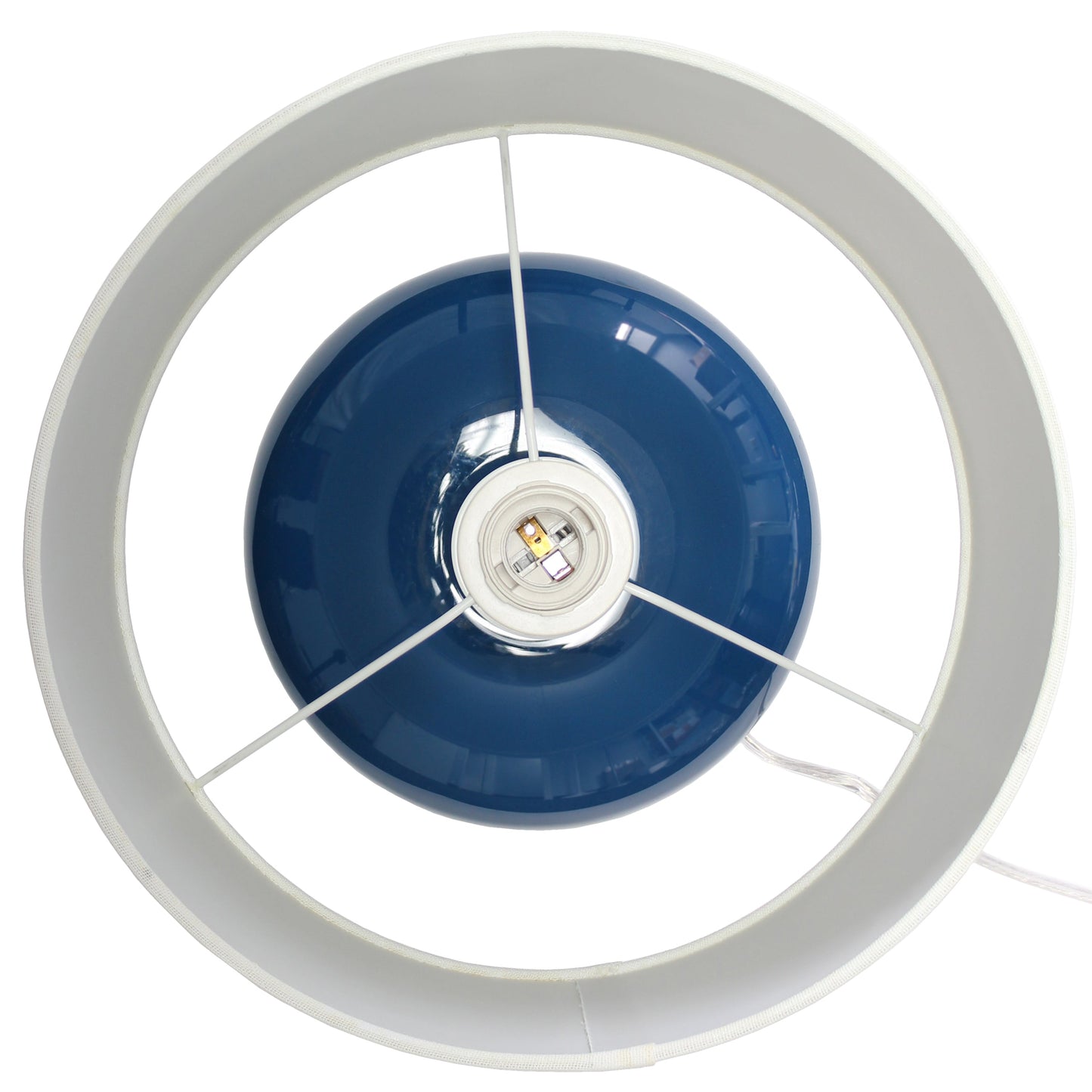 All The Rages Lalia Home 15" Blue Modern Ovaloid Glass Bedside Table Lamp With White Fabric Shade