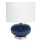 All The Rages Lalia Home 15" Blue Modern Ovaloid Glass Bedside Table Lamp With White Fabric Shade