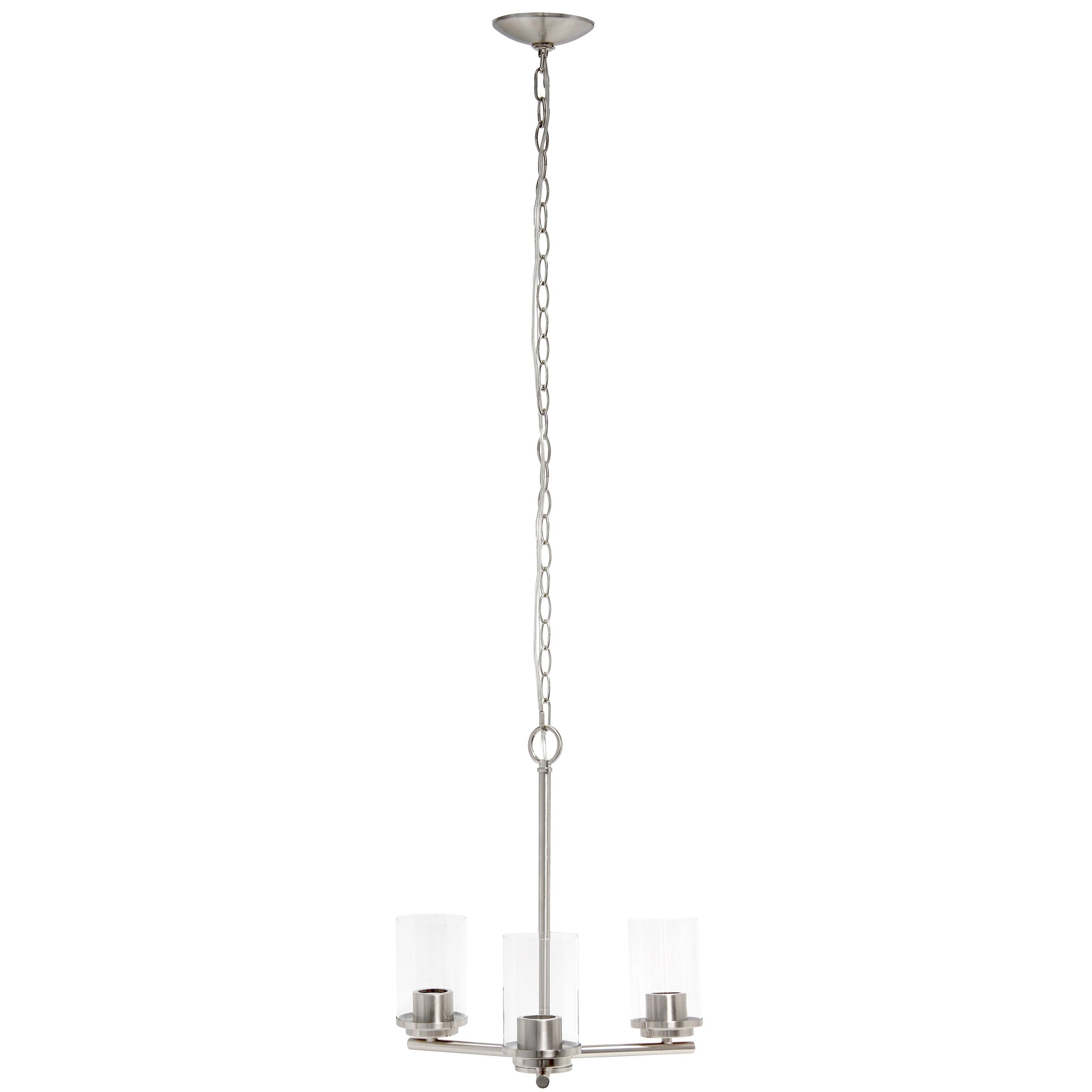 All The Rages Lalia Home 15" Brushed Nickel 3-Light Classic Contemporary Clear Glass & Metal Pendant Light
