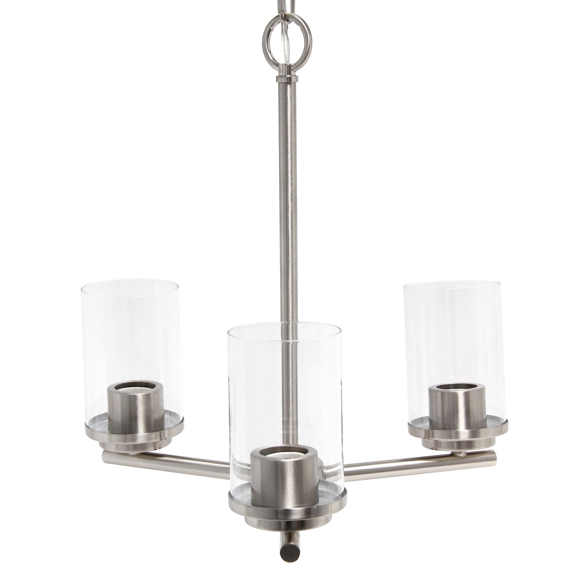 All The Rages Lalia Home 15" Brushed Nickel 3-Light Classic Contemporary Clear Glass & Metal Pendant Light