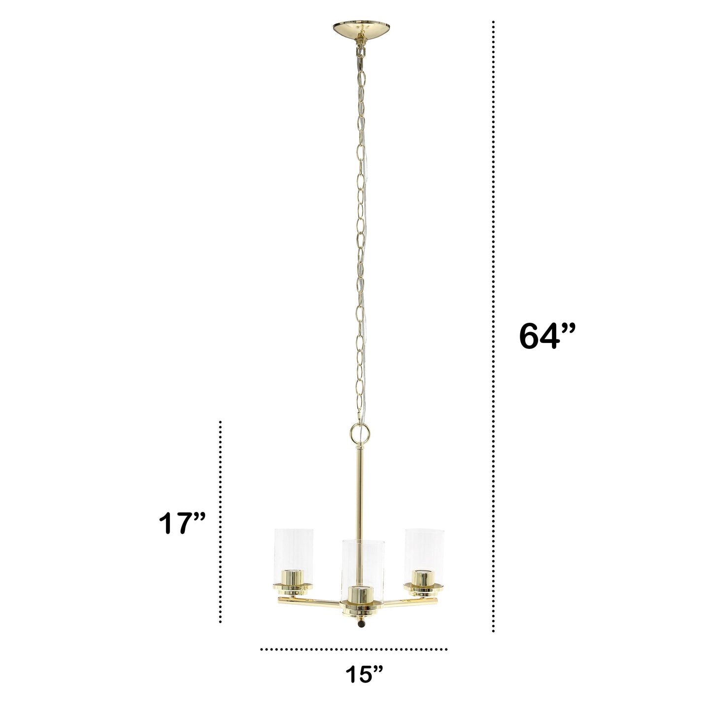 All The Rages Lalia Home 15" Gold 3-Light Classic Contemporary Clear Glass & Metal Pendant Light
