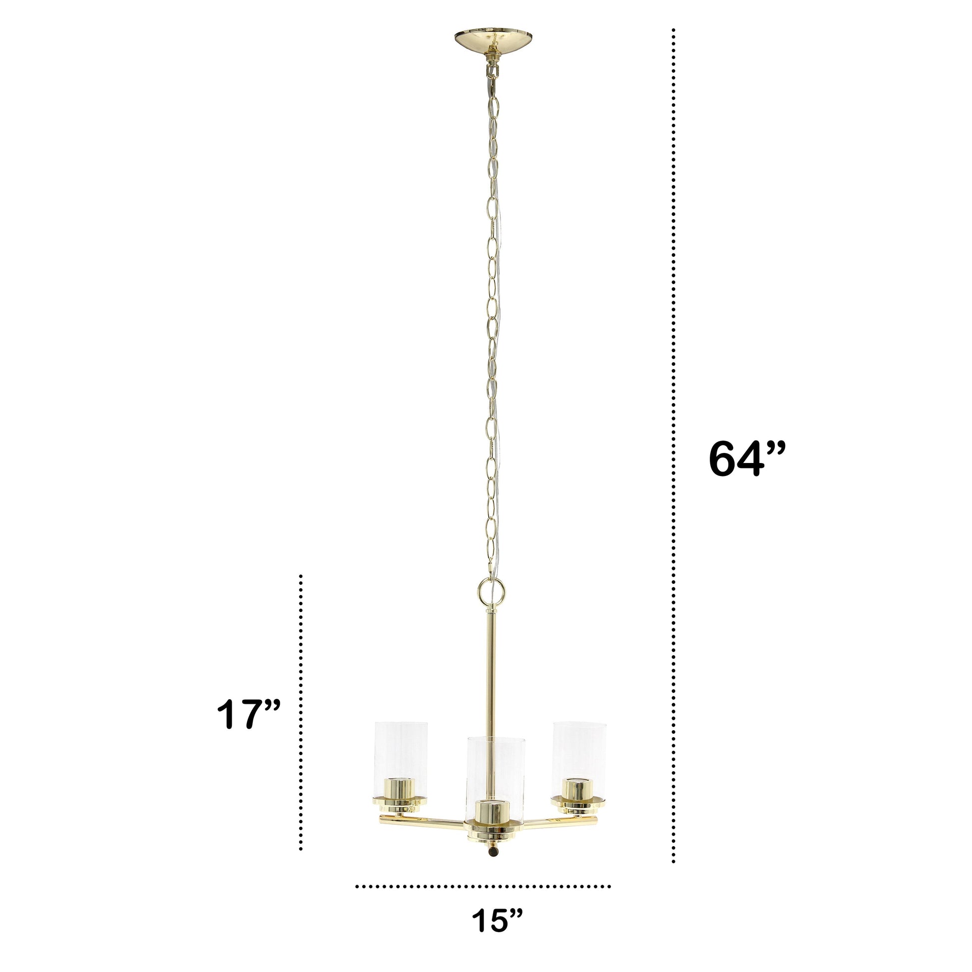 All The Rages Lalia Home 15" Gold 3-Light Classic Contemporary Clear Glass & Metal Pendant Light