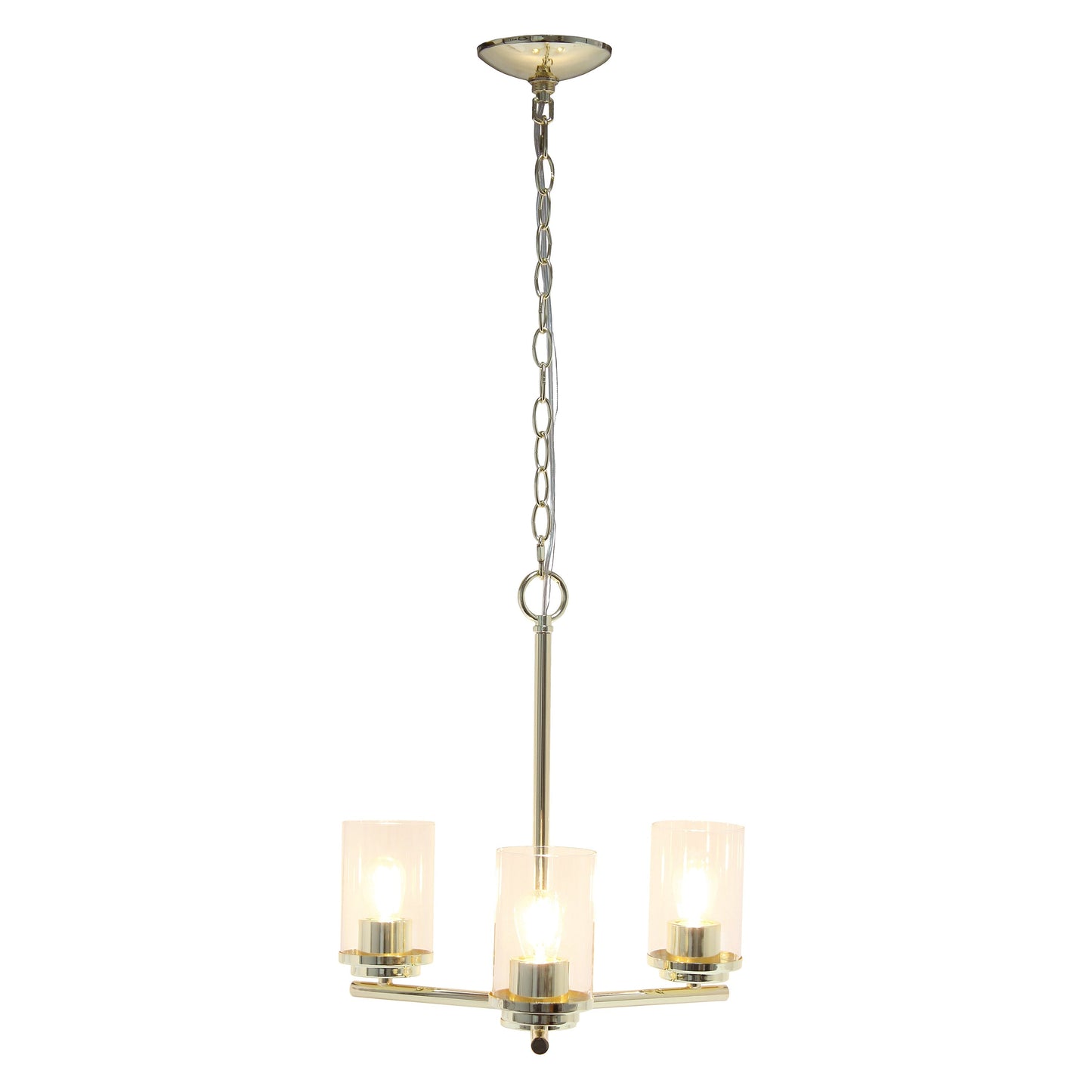 All The Rages Lalia Home 15" Gold 3-Light Classic Contemporary Clear Glass & Metal Pendant Light