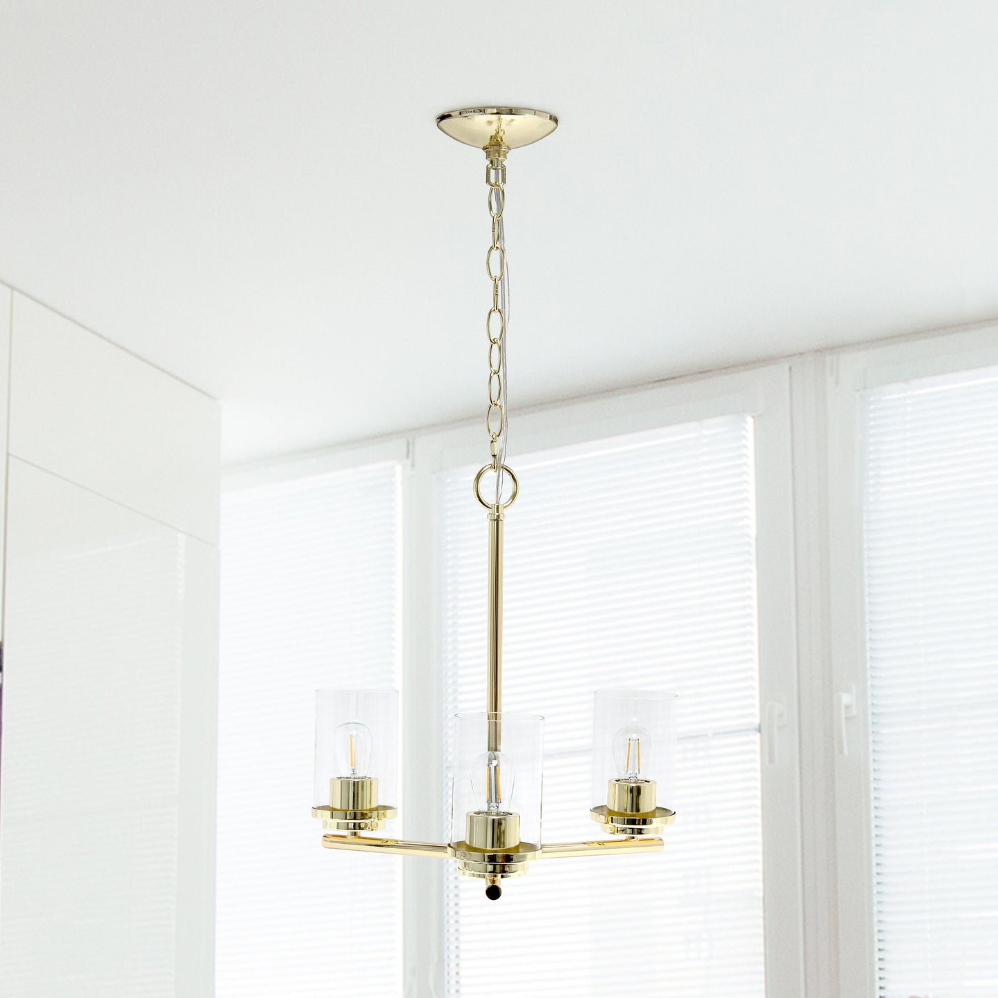 All The Rages Lalia Home 15" Gold 3-Light Classic Contemporary Clear Glass & Metal Pendant Light