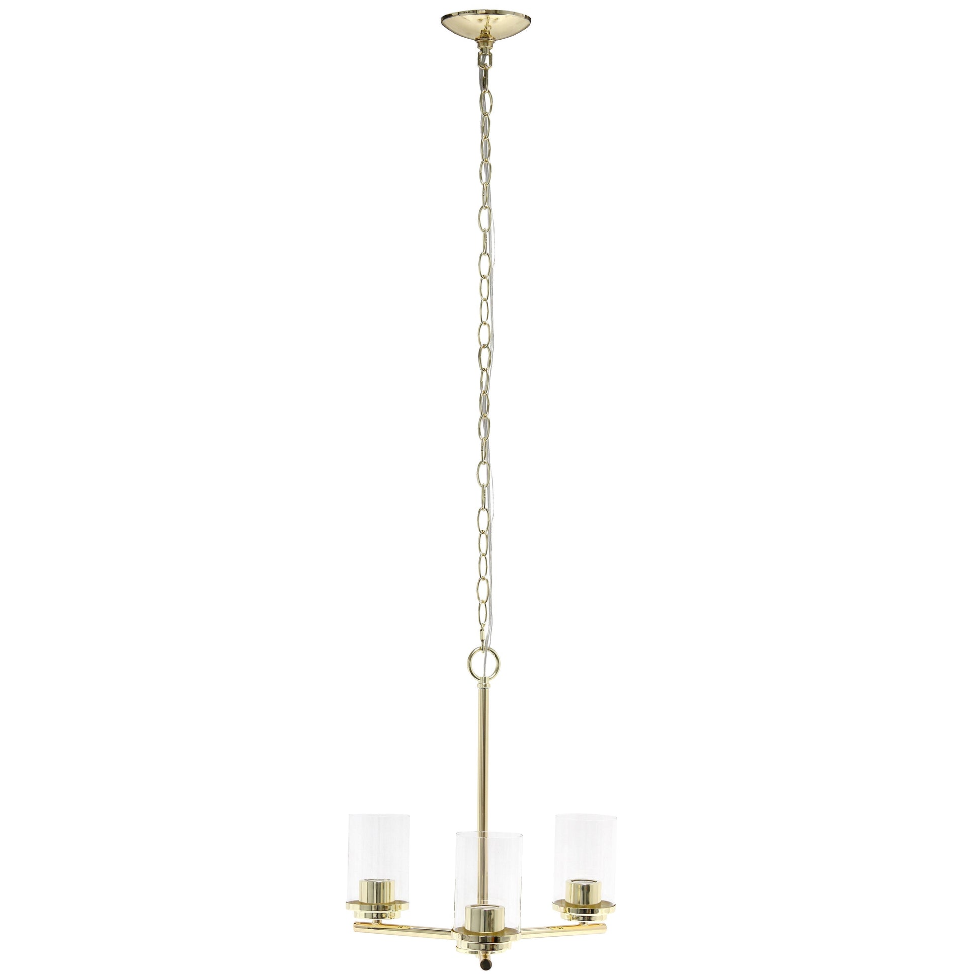 All The Rages Lalia Home 15" Gold 3-Light Classic Contemporary Clear Glass & Metal Pendant Light