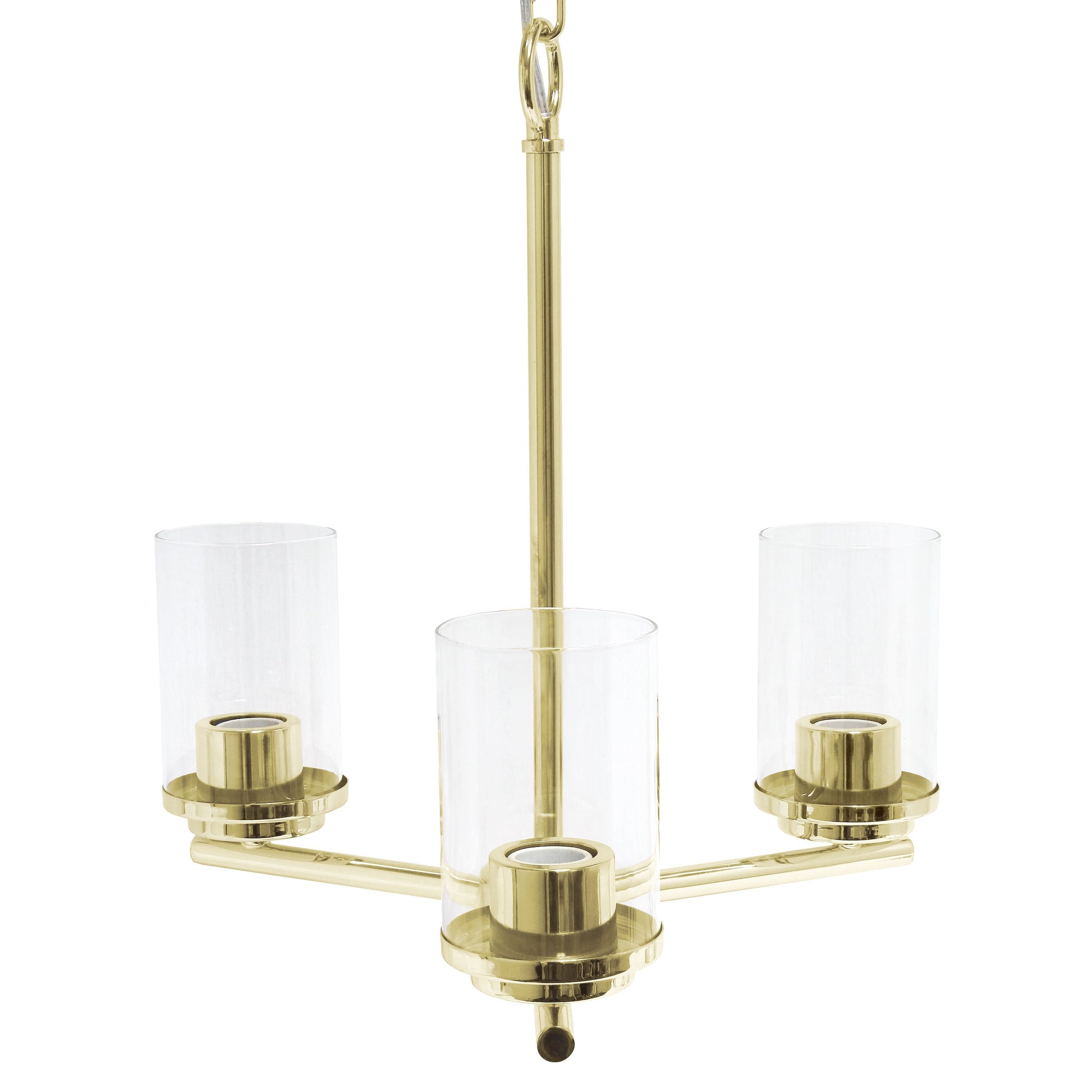 All The Rages Lalia Home 15" Gold 3-Light Classic Contemporary Clear Glass & Metal Pendant Light