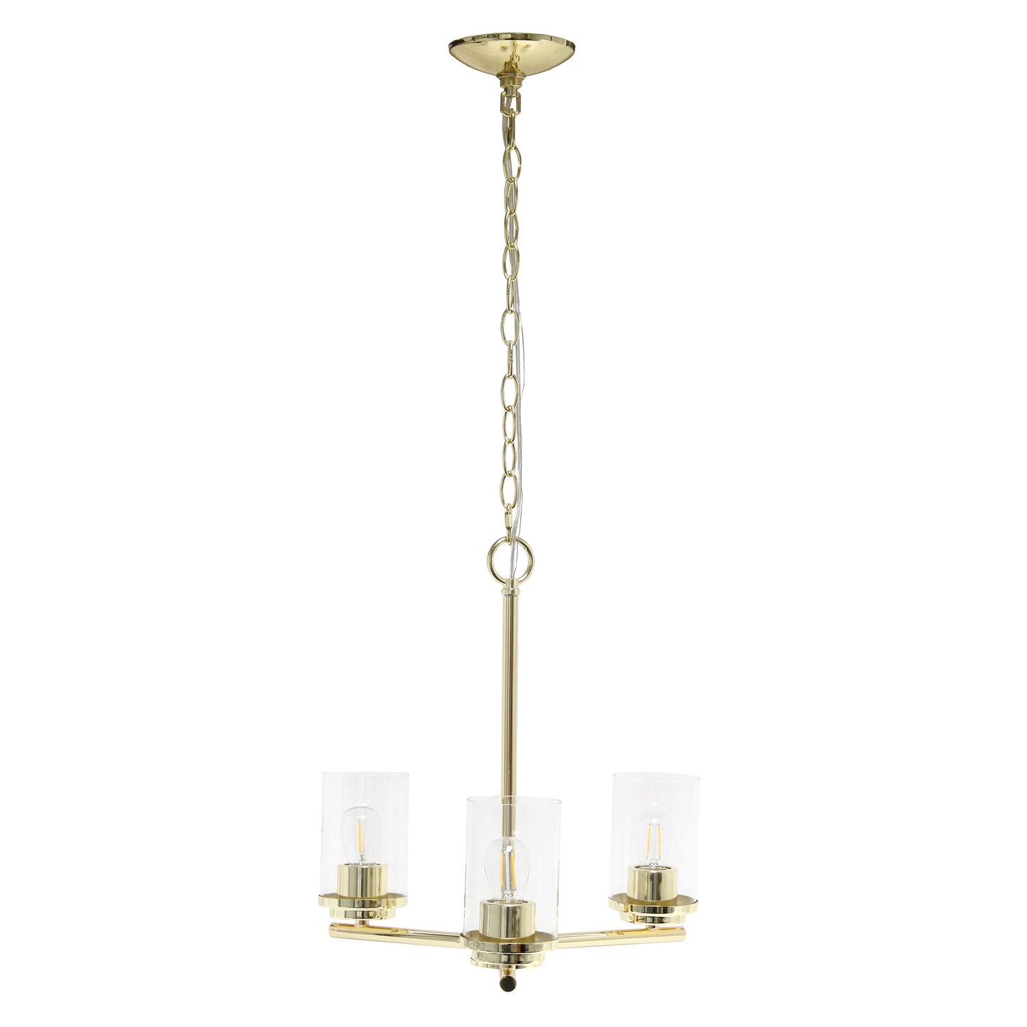 All The Rages Lalia Home 15" Gold 3-Light Classic Contemporary Clear Glass & Metal Pendant Light