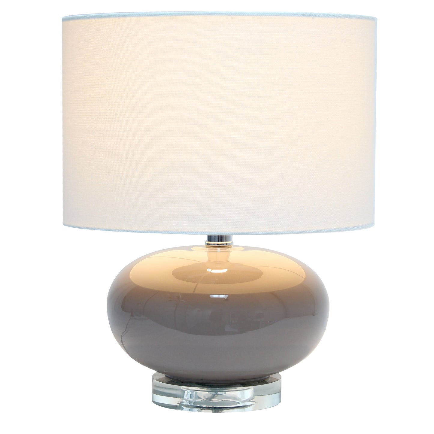 All The Rages Lalia Home 15" Gray Modern Ovaloid Glass Bedside Table Lamp With White Fabric Shade