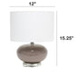 All The Rages Lalia Home 15" Gray Modern Ovaloid Glass Bedside Table Lamp With White Fabric Shade