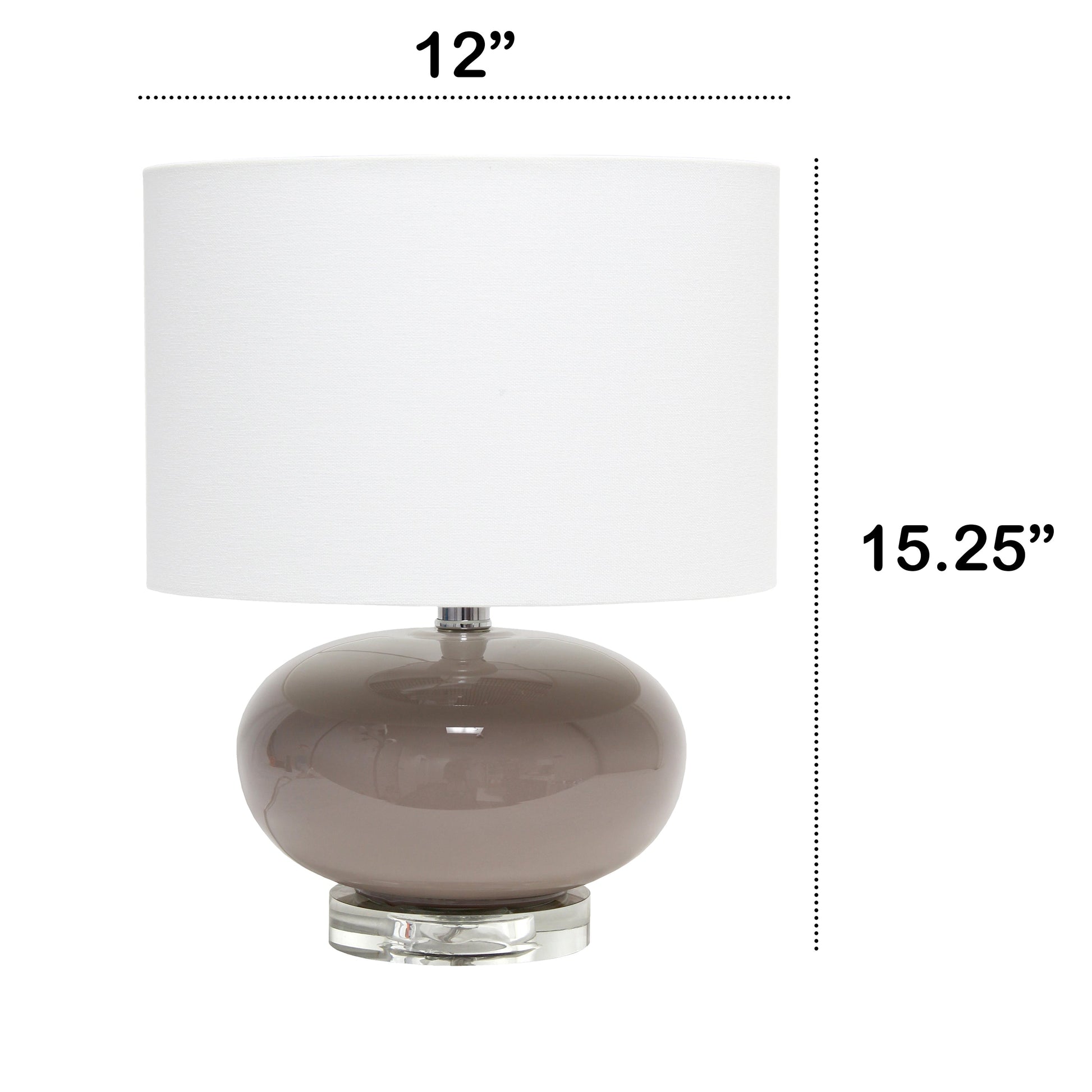 All The Rages Lalia Home 15" Gray Modern Ovaloid Glass Bedside Table Lamp With White Fabric Shade