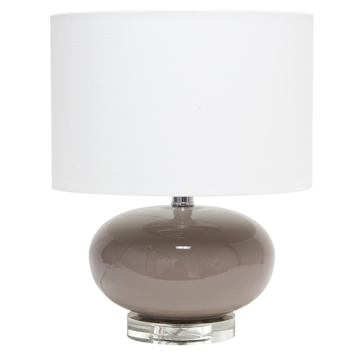 All The Rages Lalia Home 15" Gray Modern Ovaloid Glass Bedside Table Lamp With White Fabric Shade