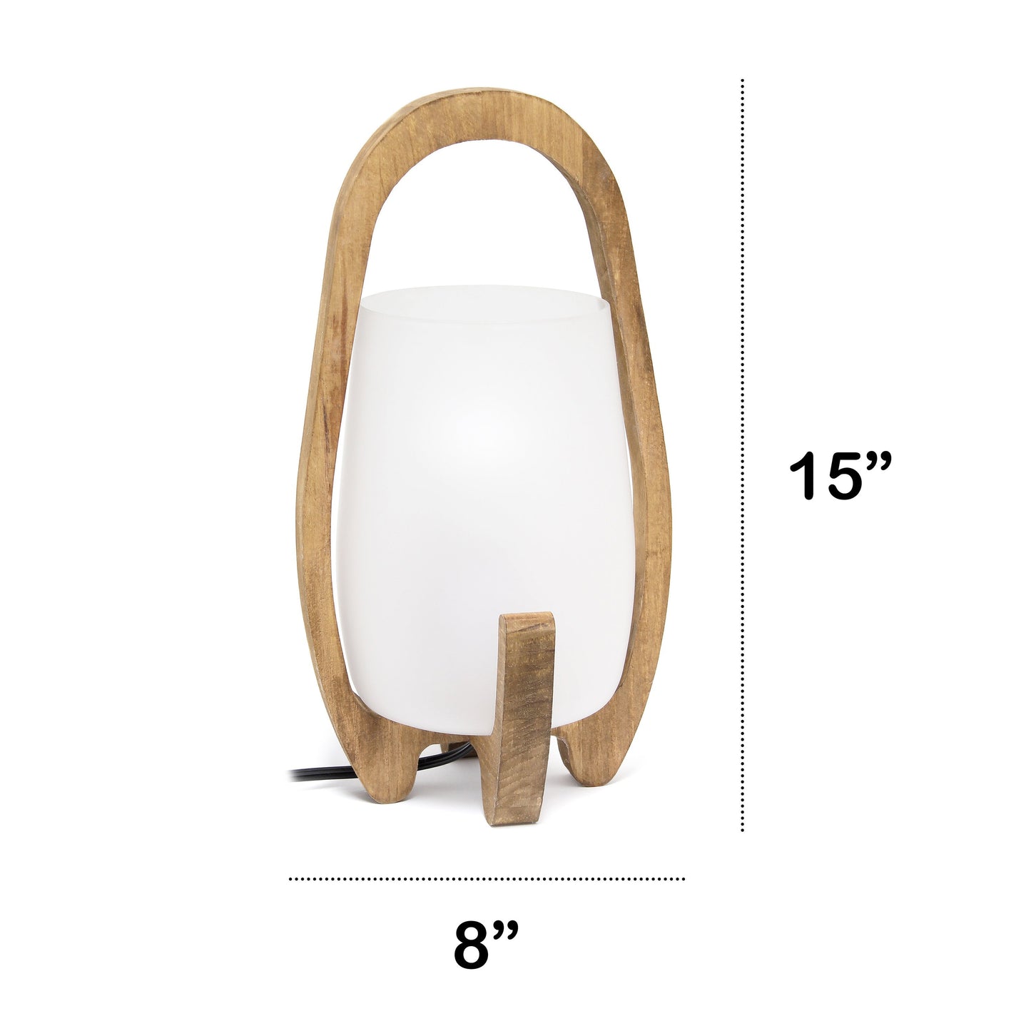 All The Rages Lalia Home 15" Organix Natural Wood Table Lamp With Frosted Glass Shade