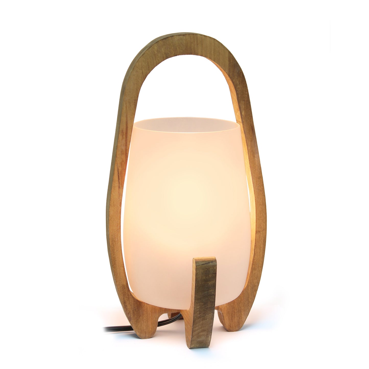 All The Rages Lalia Home 15" Organix Natural Wood Table Lamp With Frosted Glass Shade