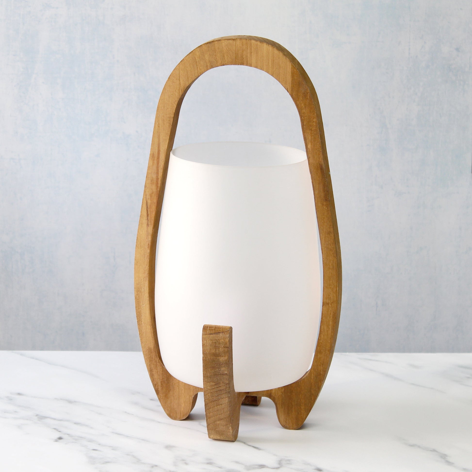 All The Rages Lalia Home 15" Organix Natural Wood Table Lamp With Frosted Glass Shade