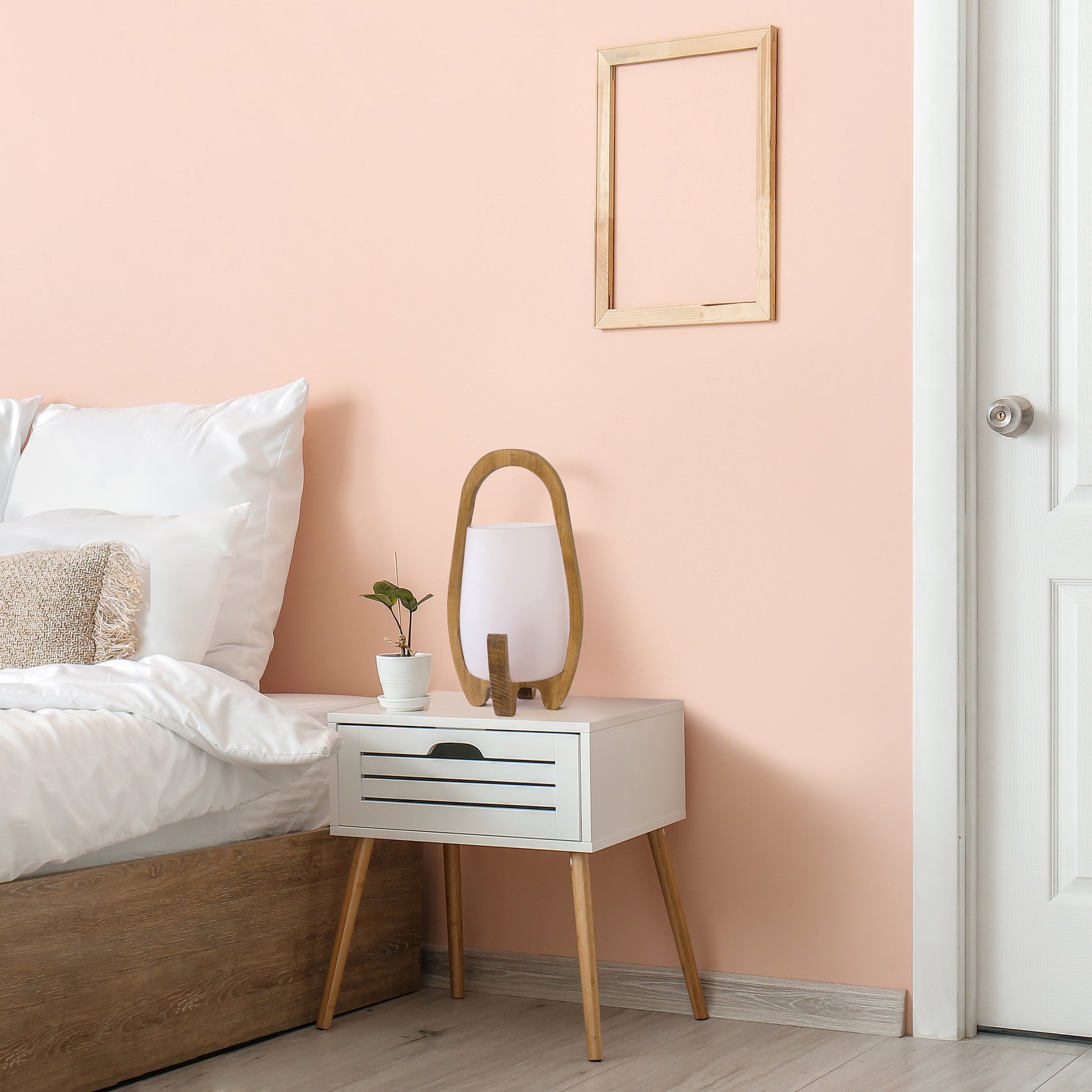 All The Rages Lalia Home 15" Organix Natural Wood Table Lamp With Frosted Glass Shade