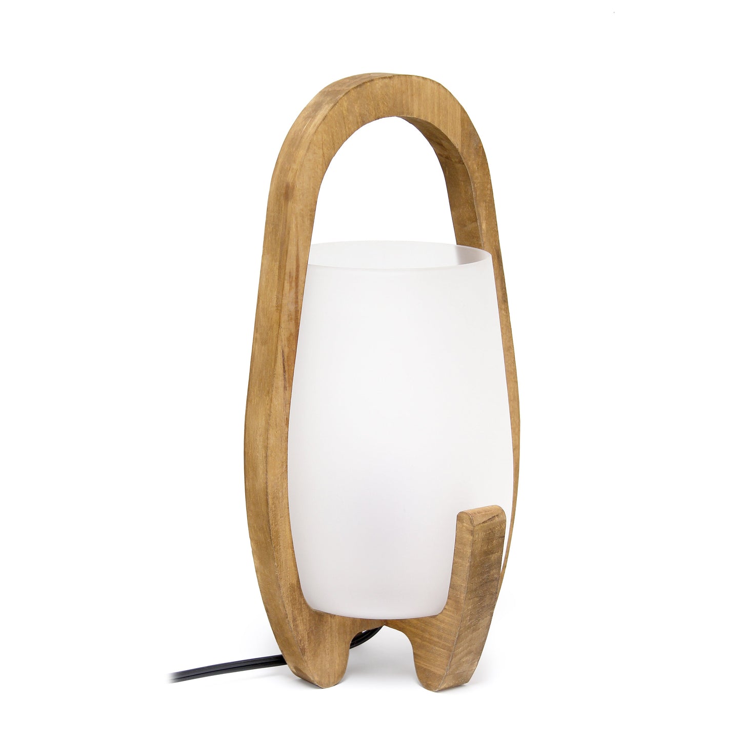 All The Rages Lalia Home 15" Organix Natural Wood Table Lamp With Frosted Glass Shade