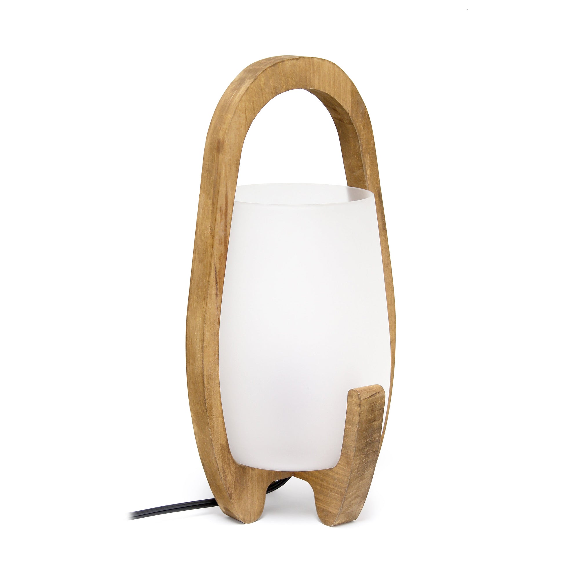 All The Rages Lalia Home 15" Organix Natural Wood Table Lamp With Frosted Glass Shade