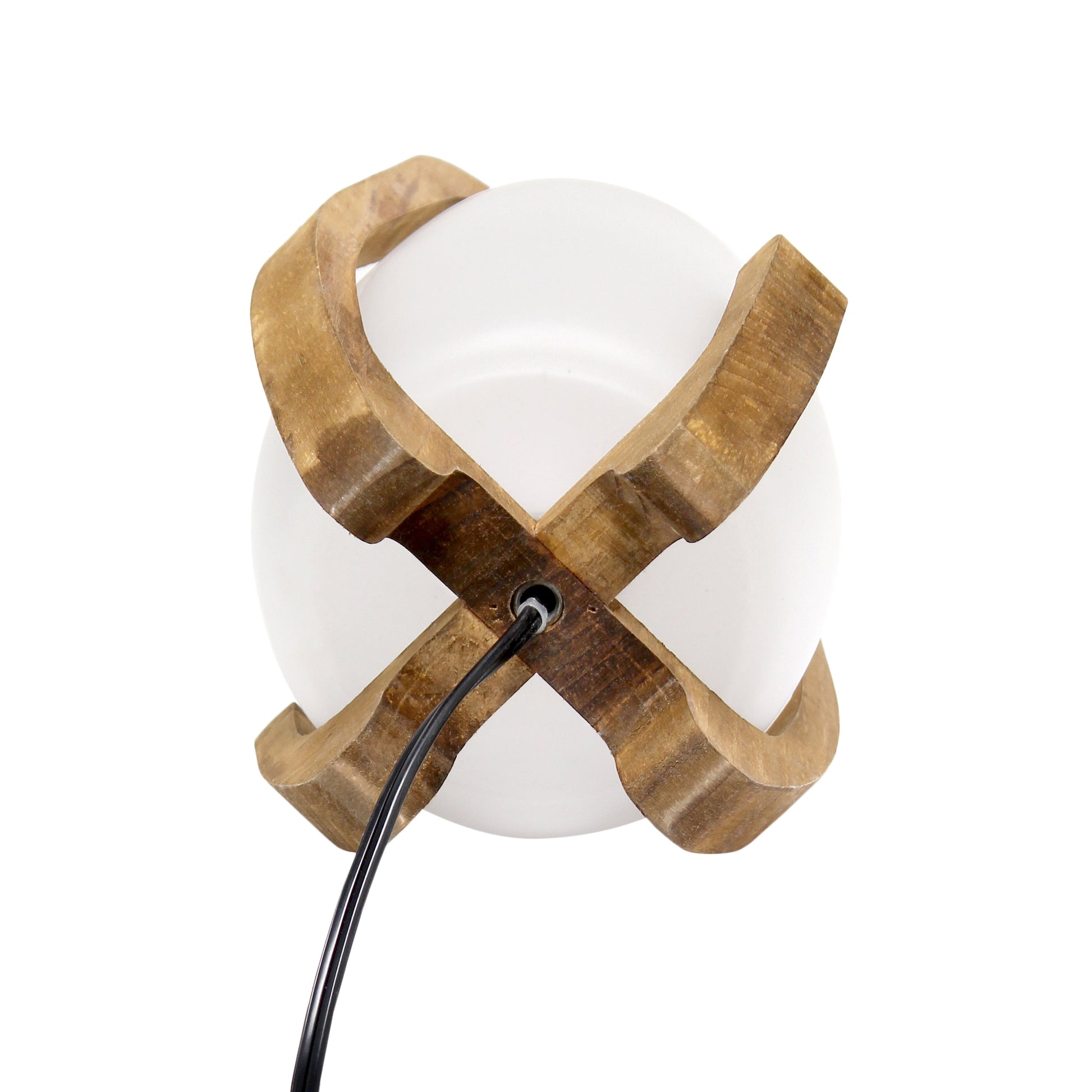 All The Rages Lalia Home 15" Organix Natural Wood Table Lamp With Frosted Glass Shade