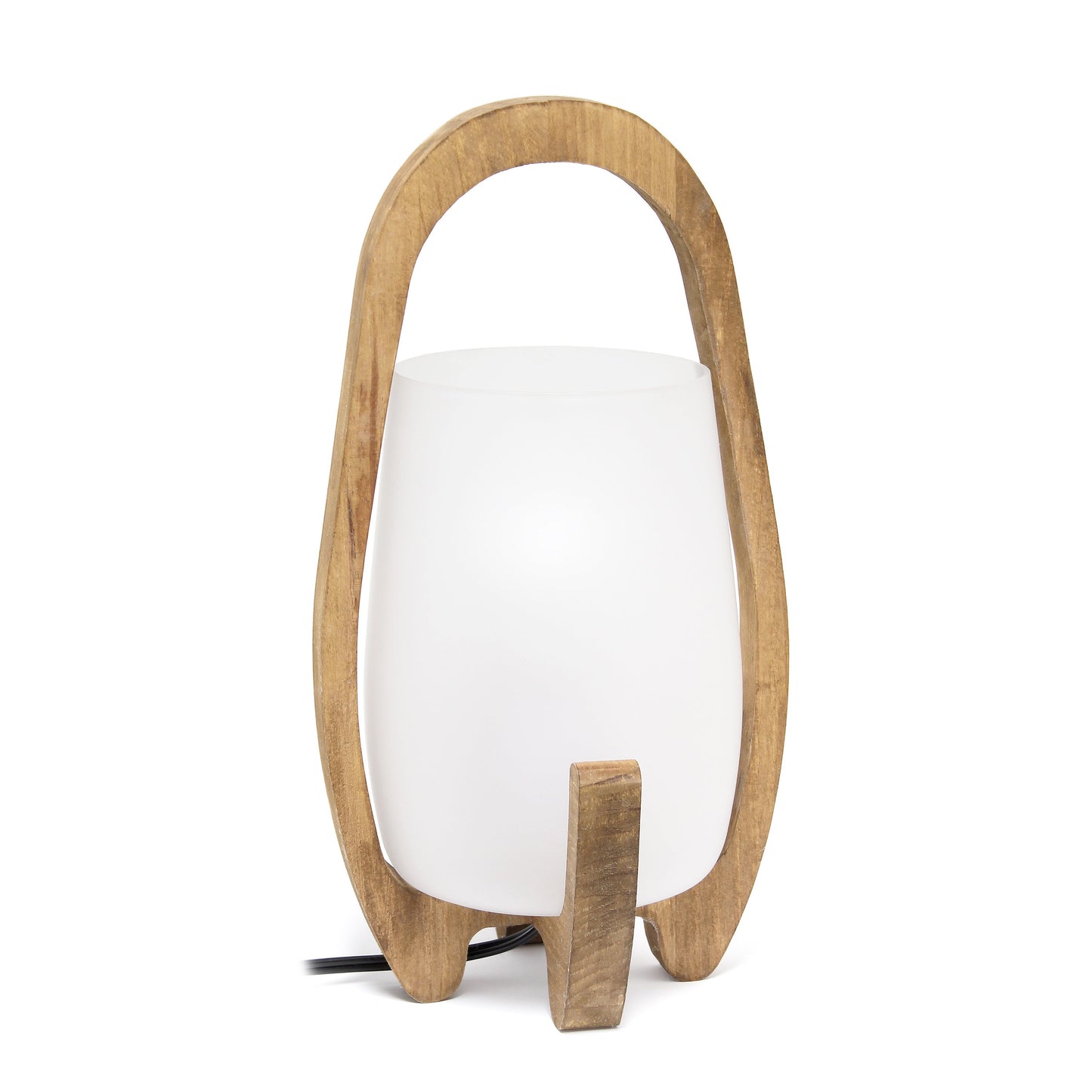 All The Rages Lalia Home 15" Organix Natural Wood Table Lamp With Frosted Glass Shade
