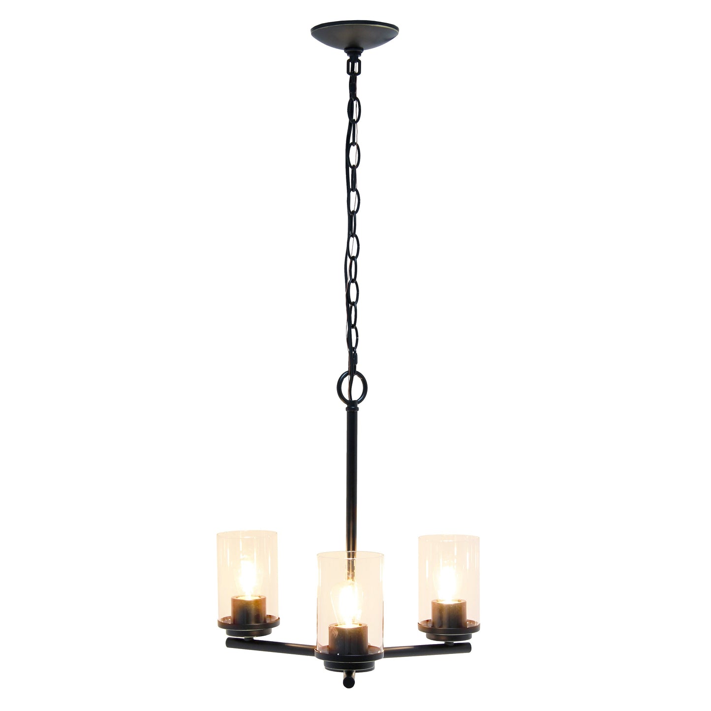 All The Rages Lalia Home 15" Restoration Bronze 3-Light Classic Contemporary Clear Glass & Metal Pendant Light