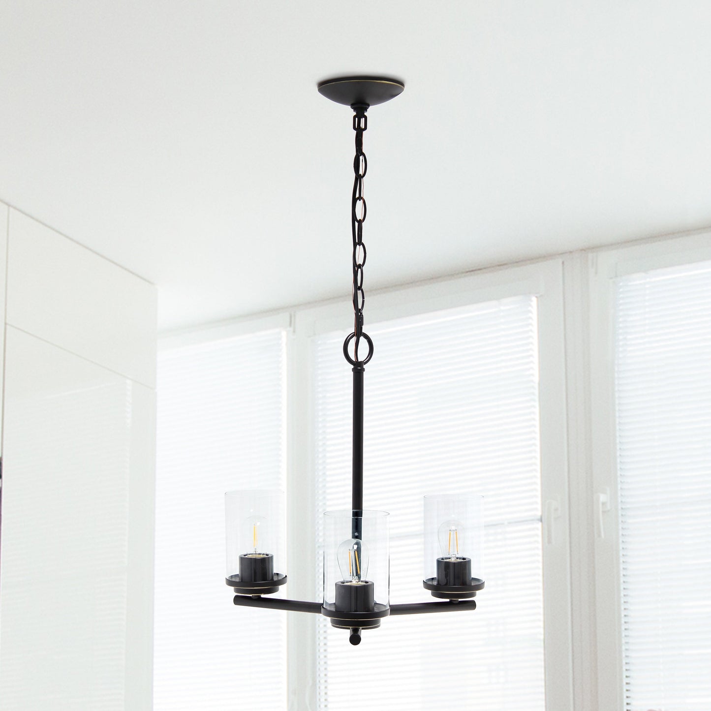 All The Rages Lalia Home 15" Restoration Bronze 3-Light Classic Contemporary Clear Glass & Metal Pendant Light