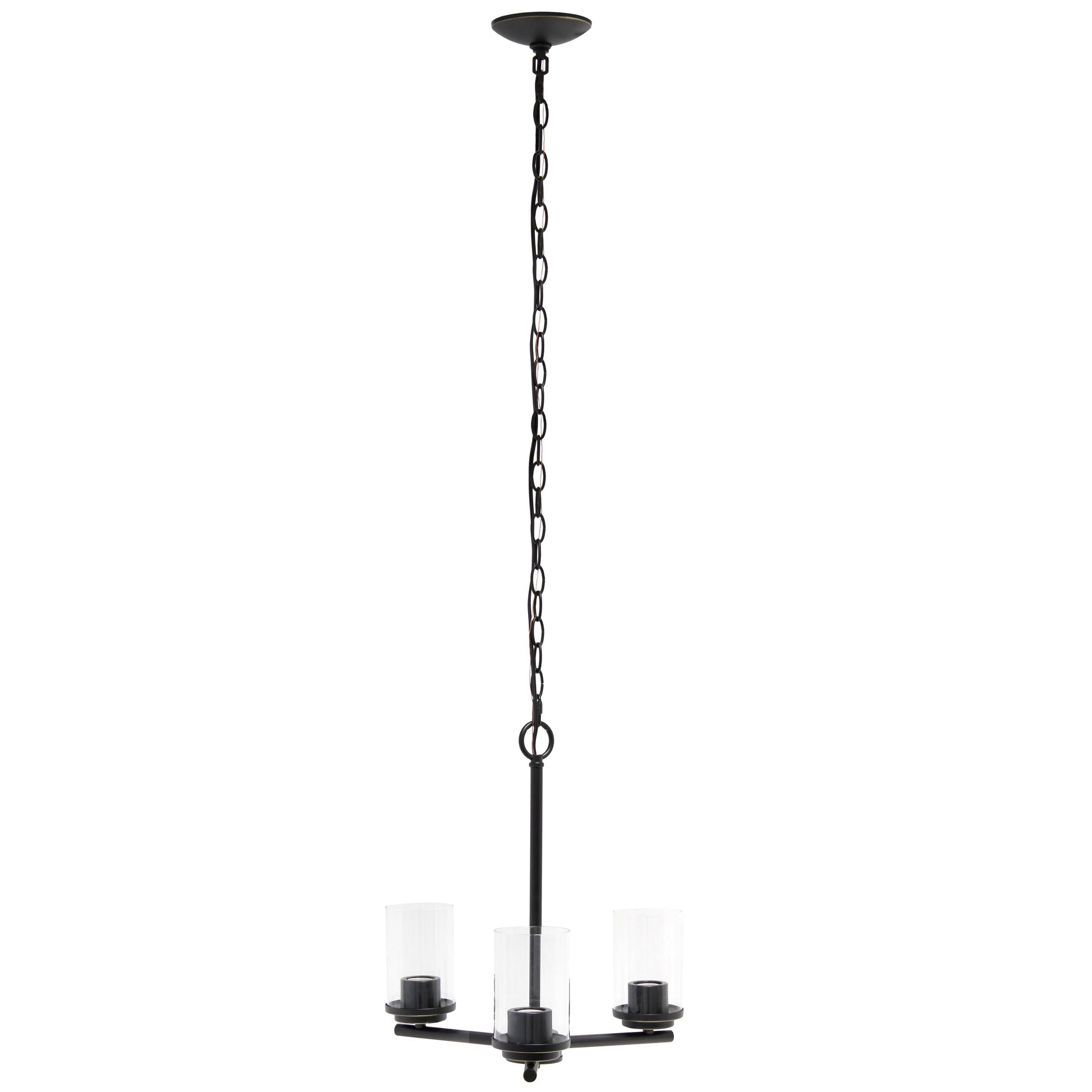 All The Rages Lalia Home 15" Restoration Bronze 3-Light Classic Contemporary Clear Glass & Metal Pendant Light