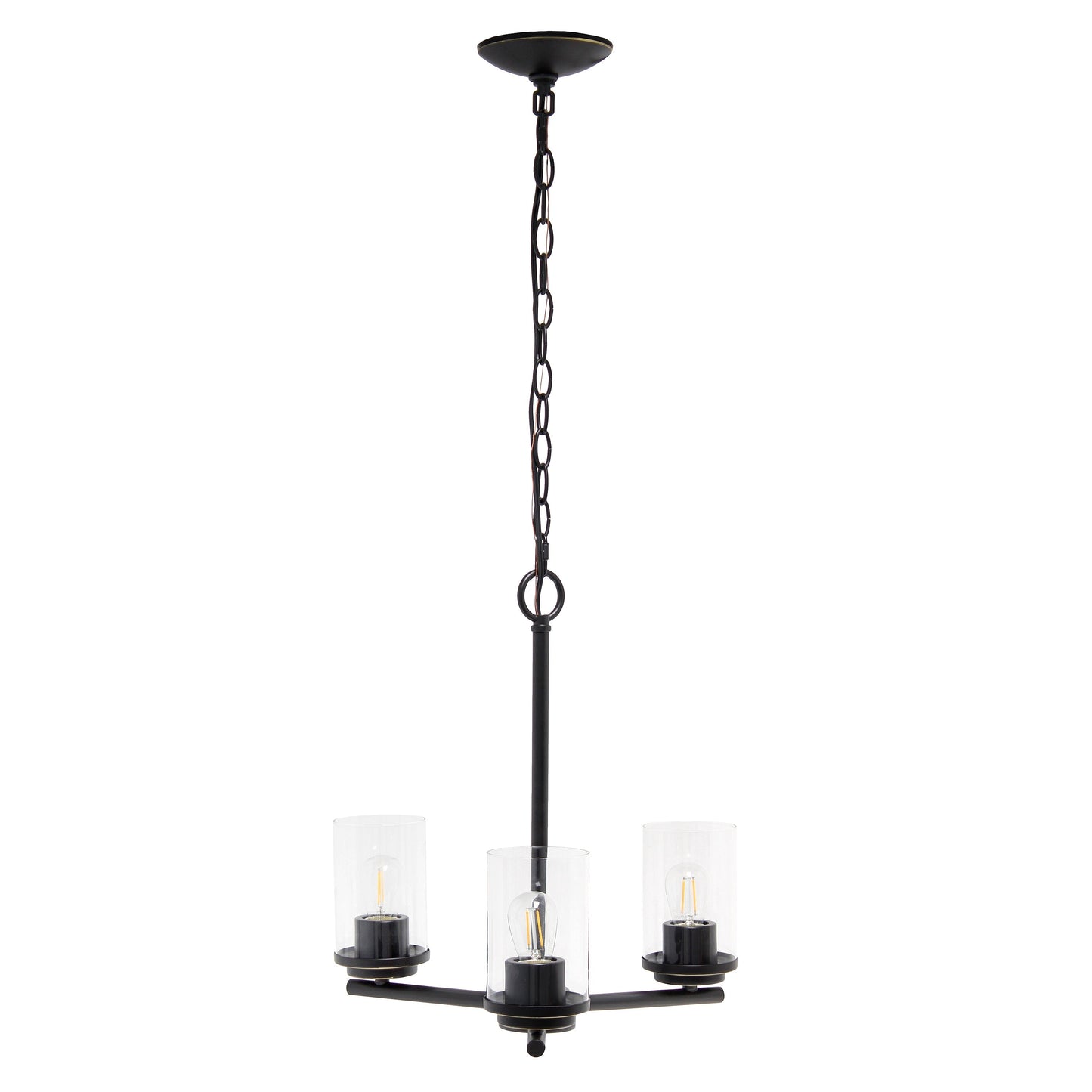 All The Rages Lalia Home 15" Restoration Bronze 3-Light Classic Contemporary Clear Glass & Metal Pendant Light