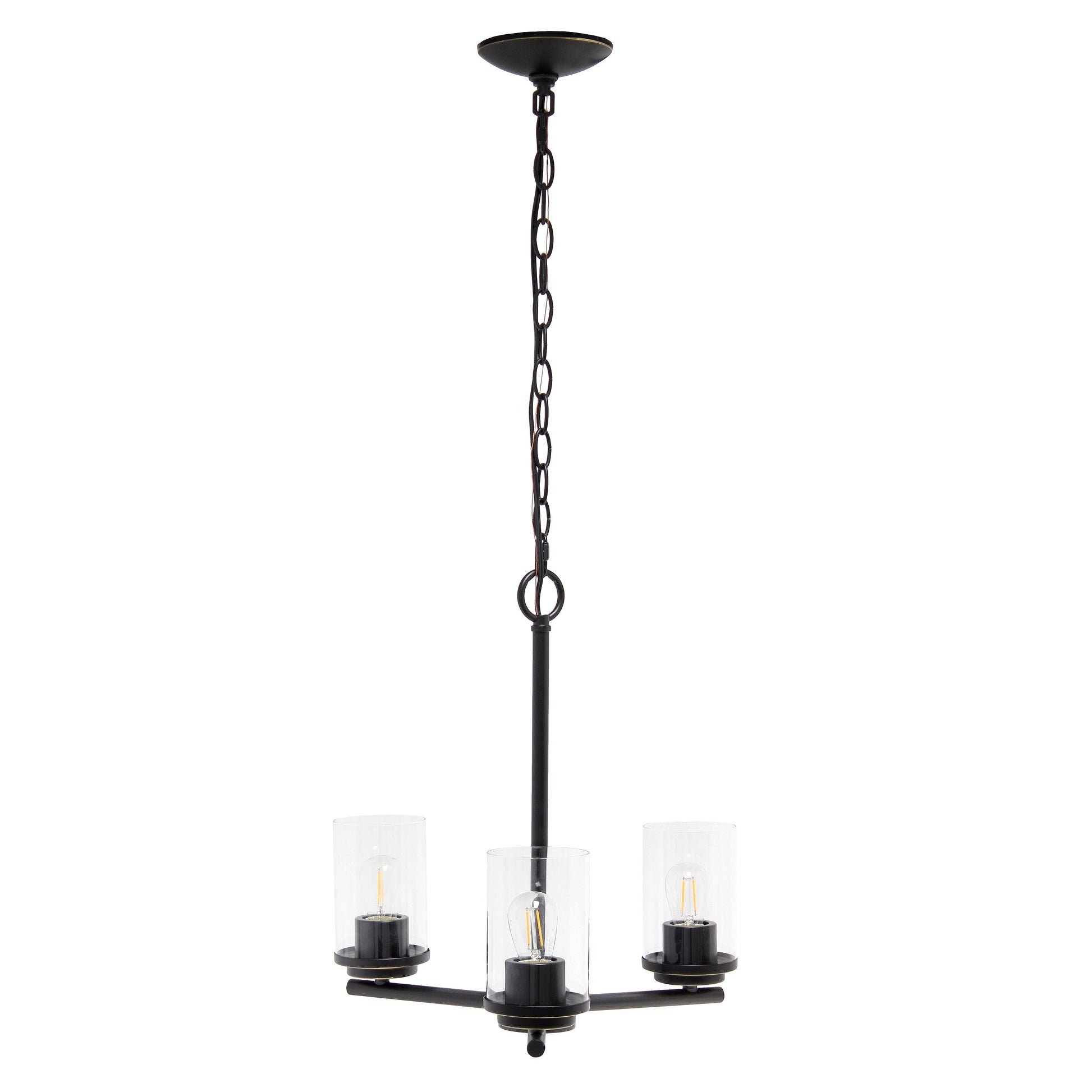 All The Rages Lalia Home 15" Restoration Bronze 3-Light Classic Contemporary Clear Glass & Metal Pendant Light