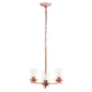All The Rages Lalia Home 15" Rose Gold 3-Light Classic Contemporary Clear Glass & Metal Pendant Light