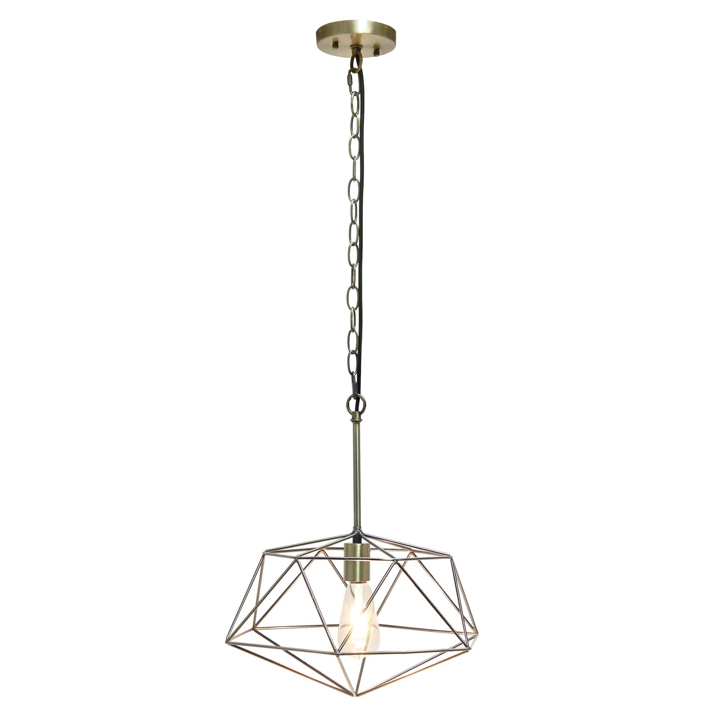 All The Rages Lalia Home 16" Antique Brass Modern Metal Wire Paragon Hanging Pendant Light