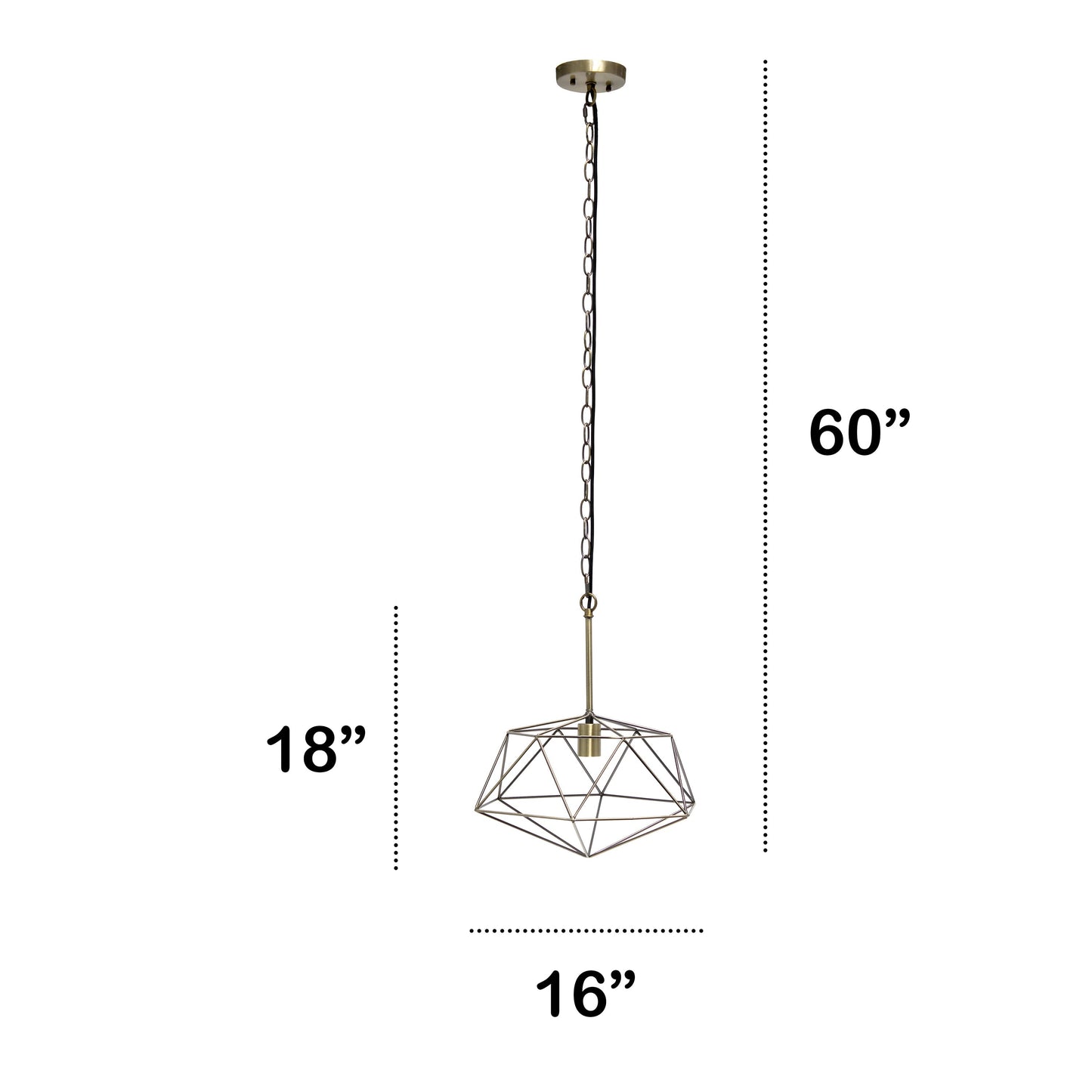 All The Rages Lalia Home 16" Antique Brass Modern Metal Wire Paragon Hanging Pendant Light