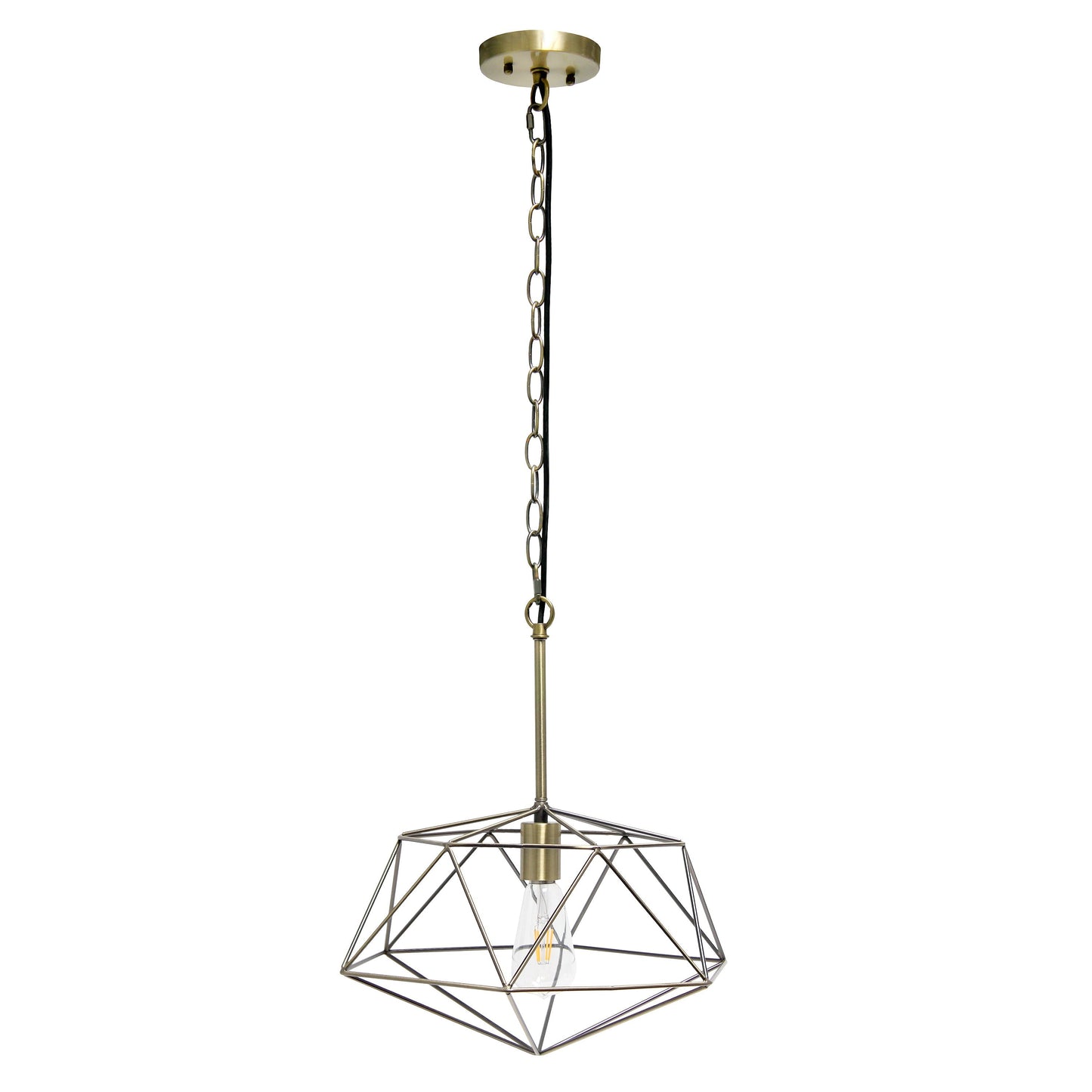 All The Rages Lalia Home 16" Antique Brass Modern Metal Wire Paragon Hanging Pendant Light