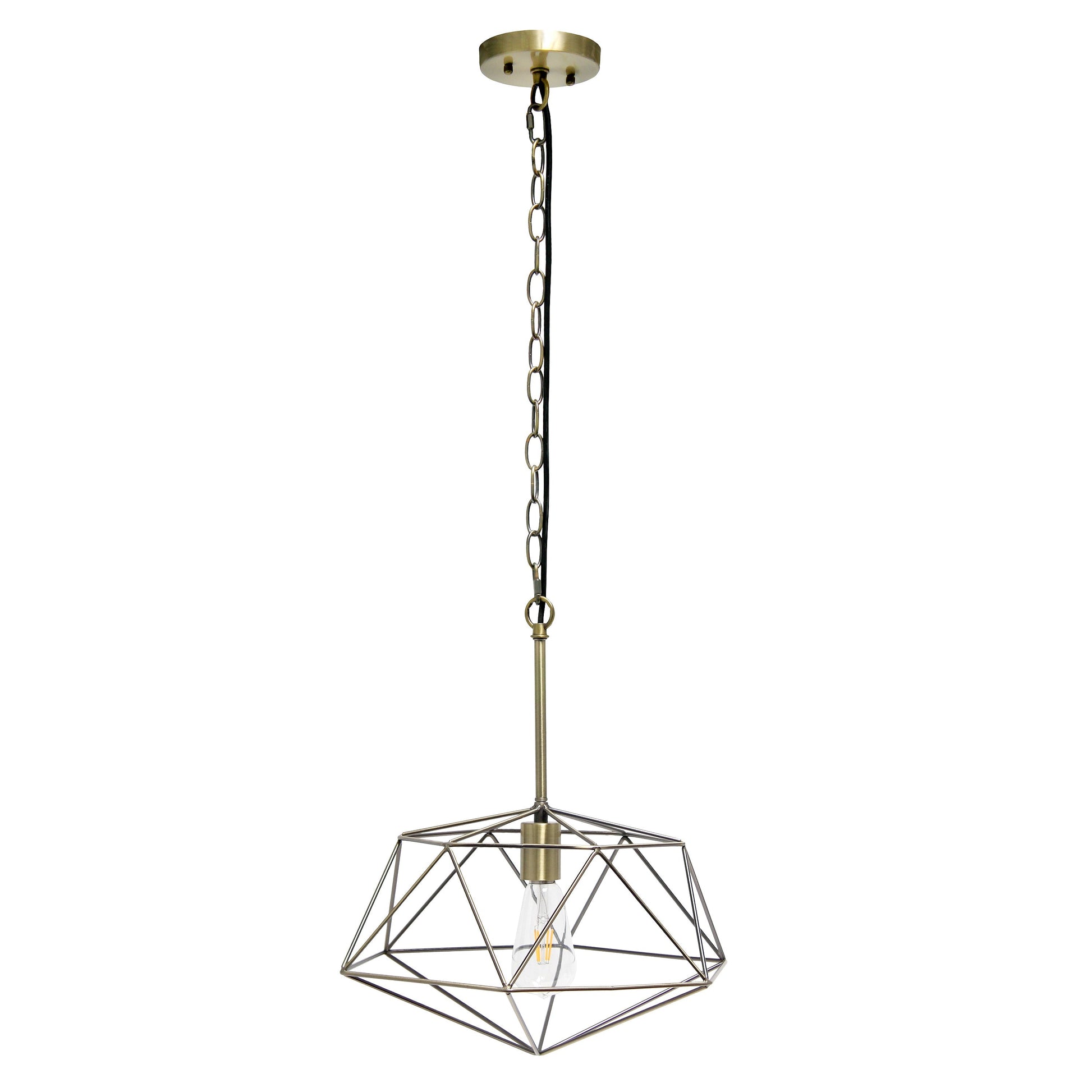 All The Rages Lalia Home 16" Antique Brass Modern Metal Wire Paragon Hanging Pendant Light