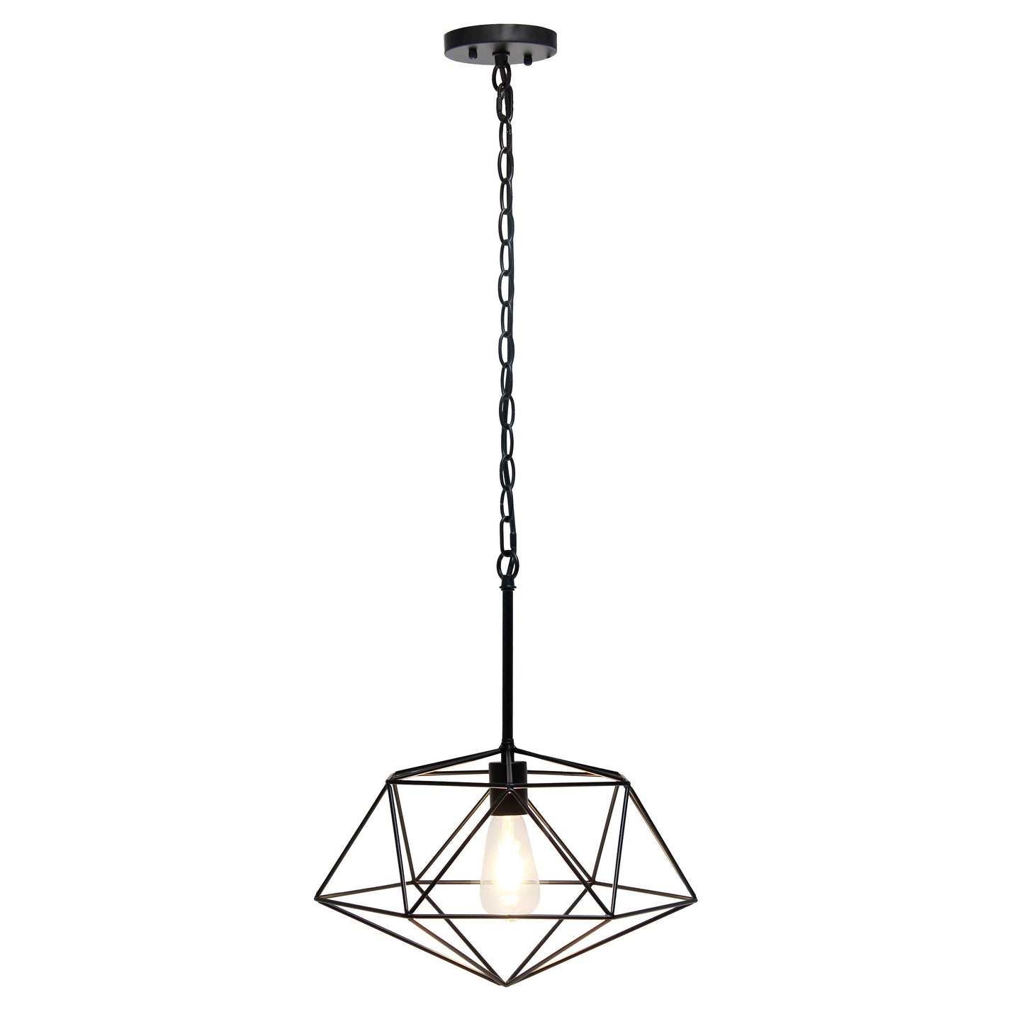 All The Rages Lalia Home 16" Black Modern Metal Wire Paragon Hanging Pendant Light