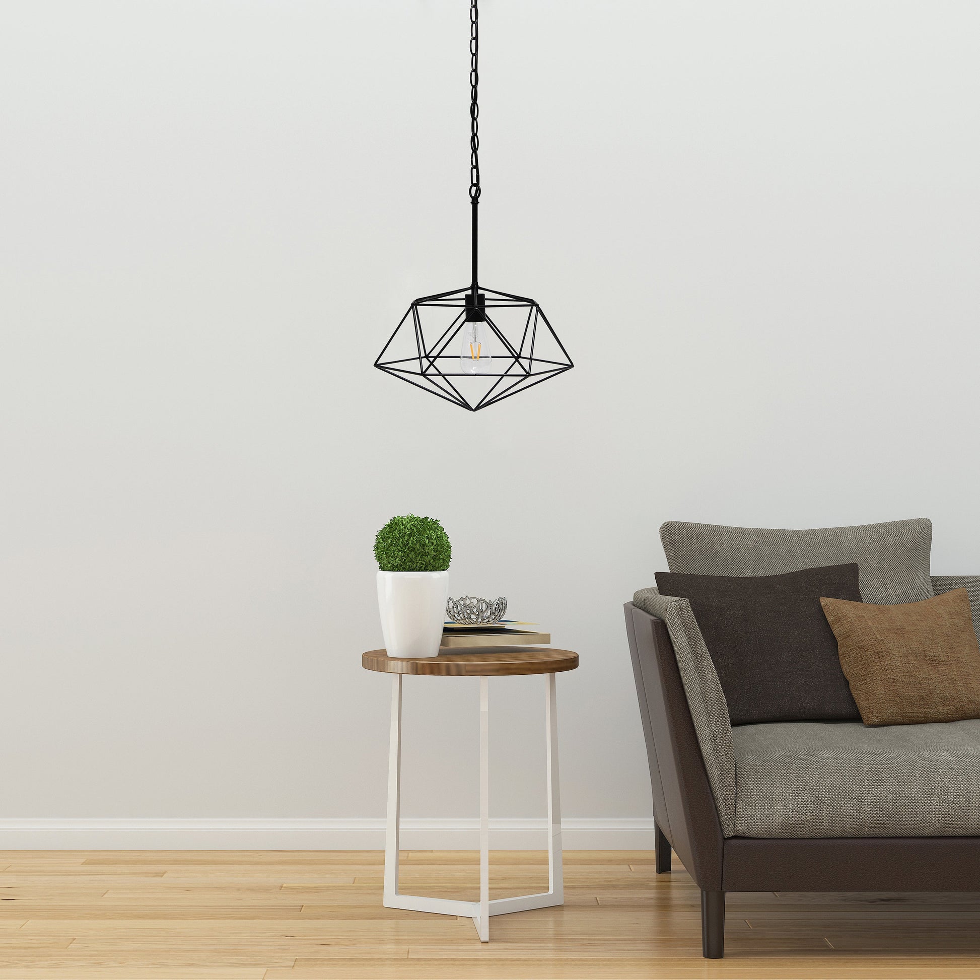 All The Rages Lalia Home 16" Black Modern Metal Wire Paragon Hanging Pendant Light