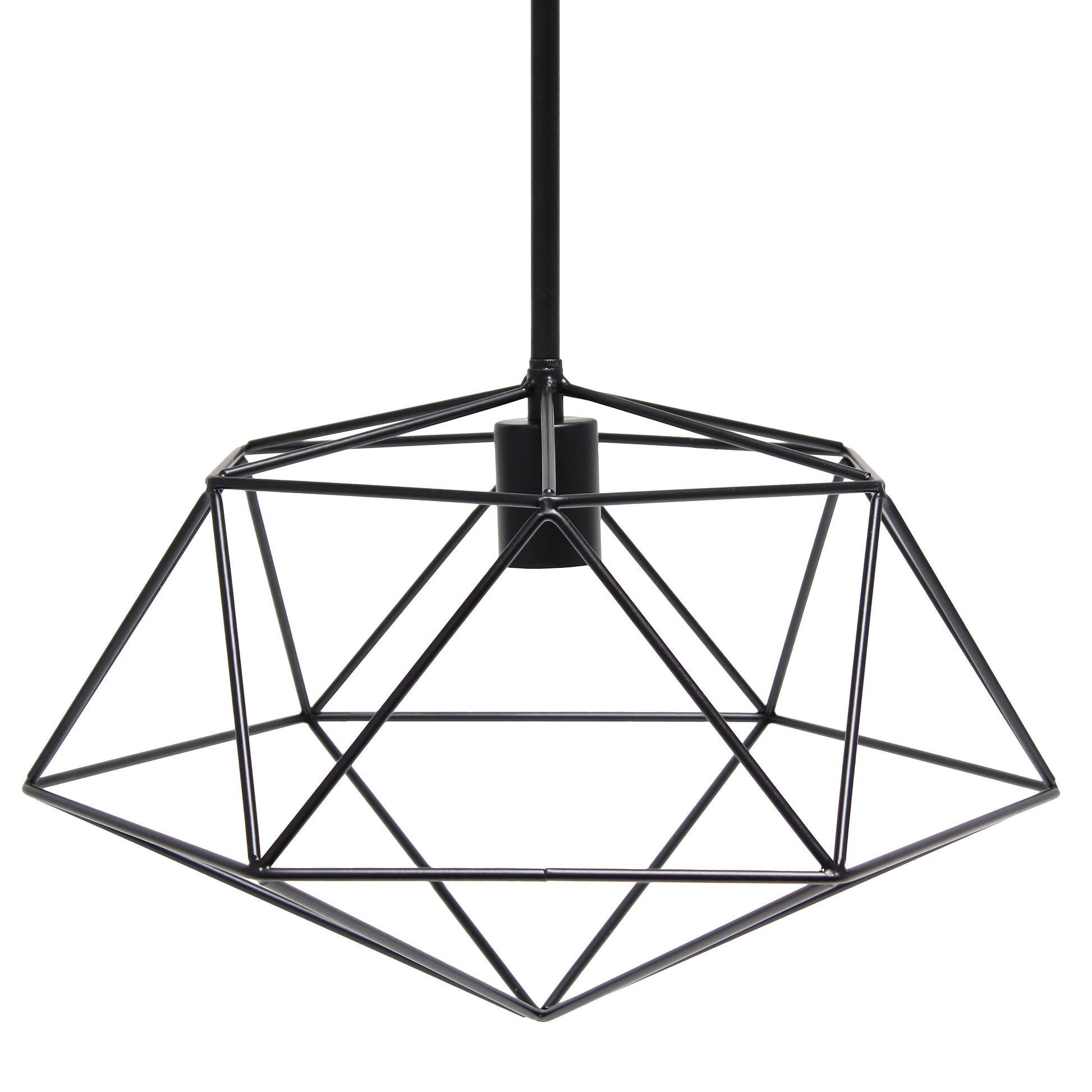 All The Rages Lalia Home 16" Black Modern Metal Wire Paragon Hanging Pendant Light