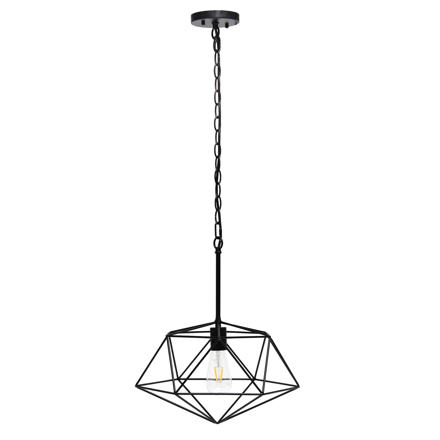 All The Rages Lalia Home 16" Black Modern Metal Wire Paragon Hanging Pendant Light