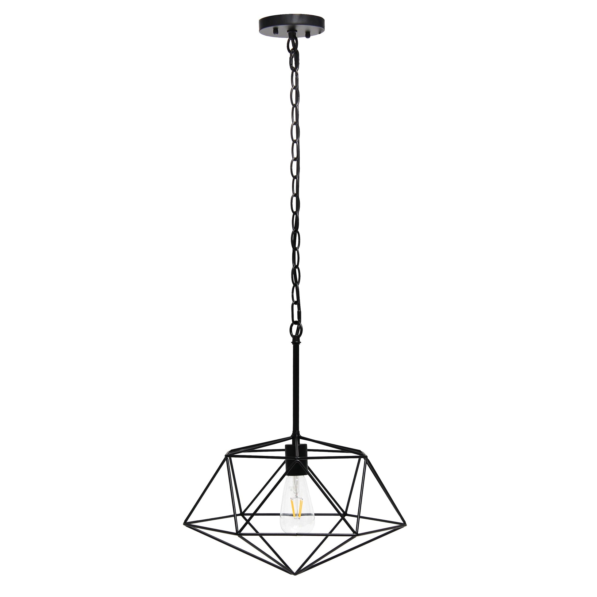 All The Rages Lalia Home 16" Black Modern Metal Wire Paragon Hanging Pendant Light