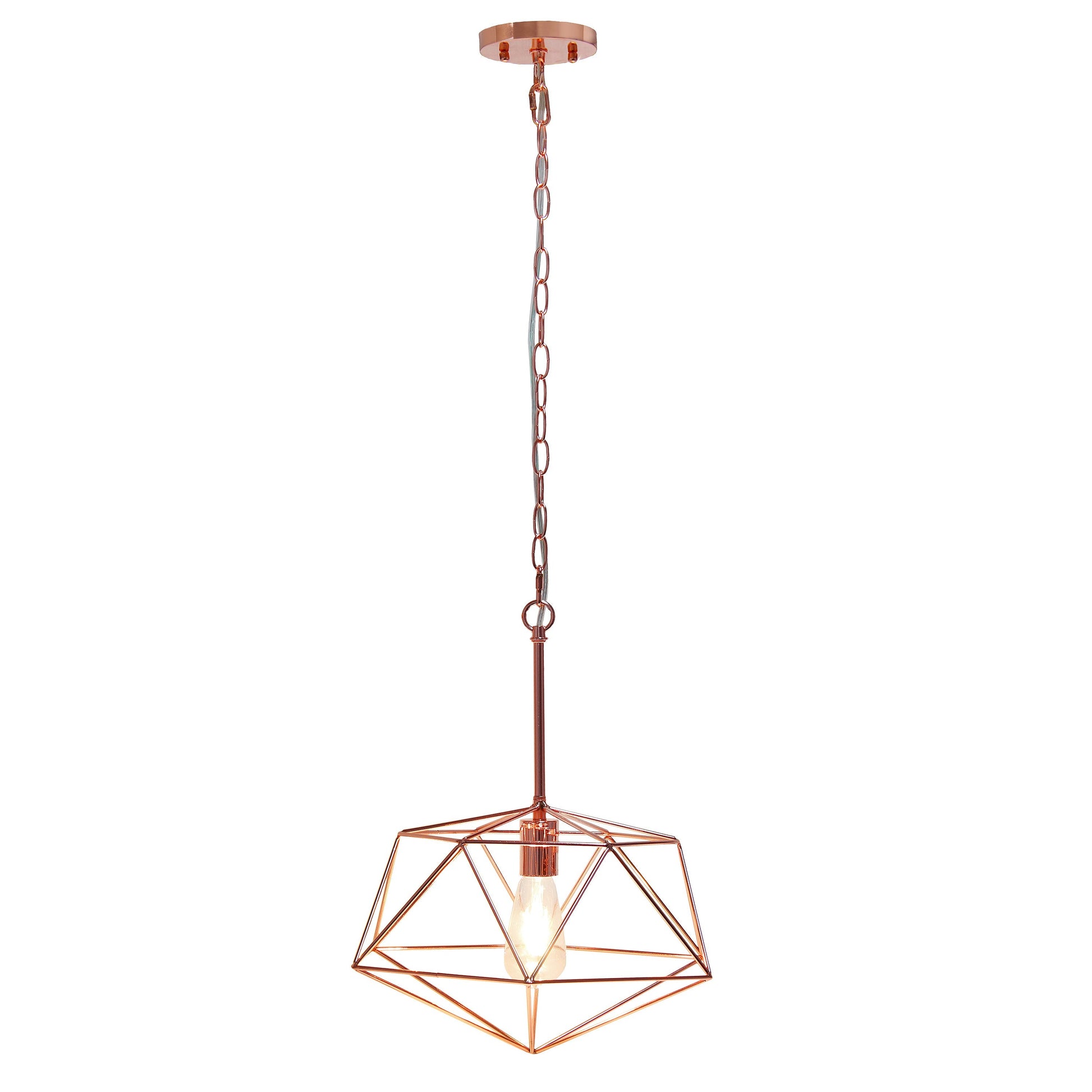 All The Rages Lalia Home 16" Rose Gold Modern Metal Wire Paragon Hanging Pendant Light