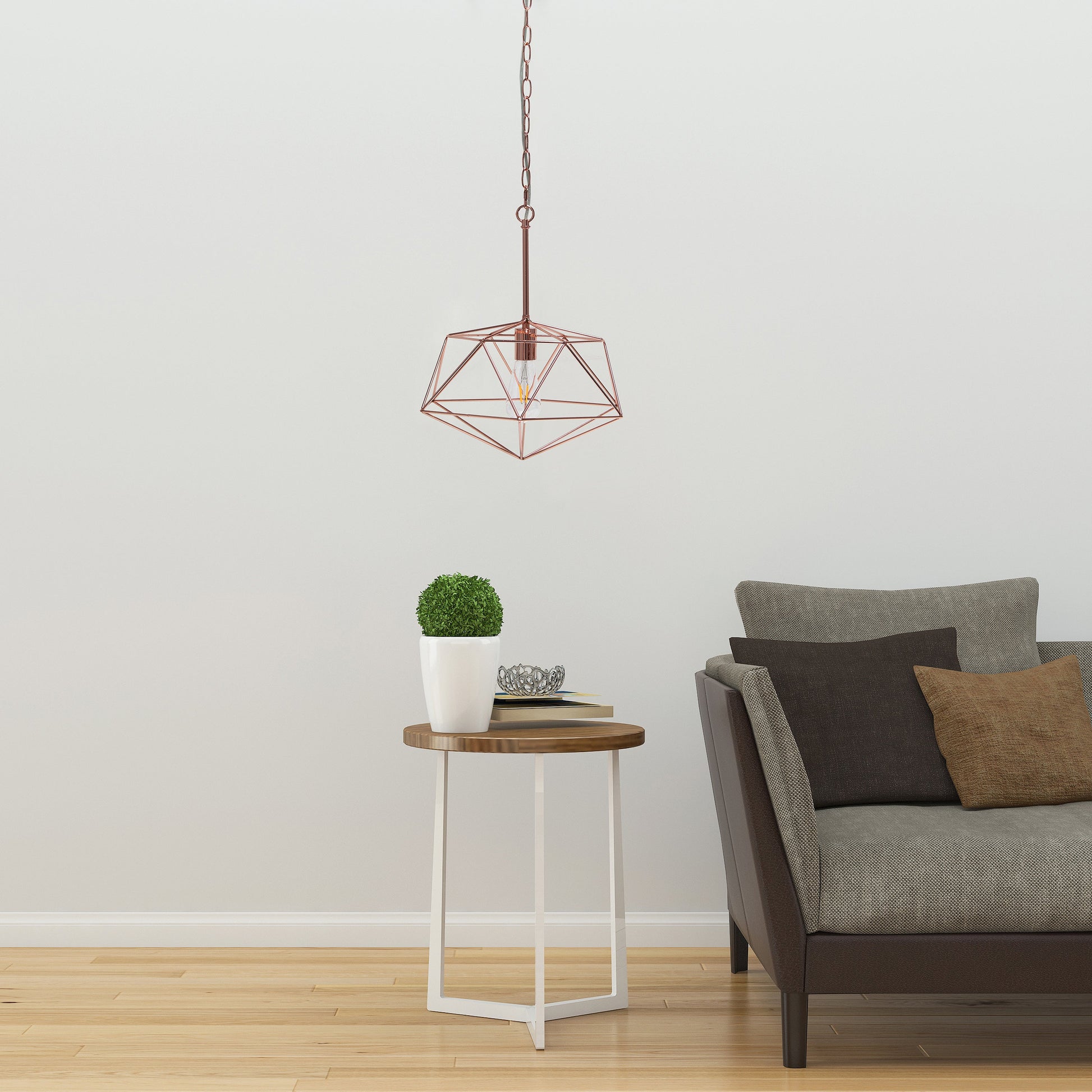 All The Rages Lalia Home 16" Rose Gold Modern Metal Wire Paragon Hanging Pendant Light
