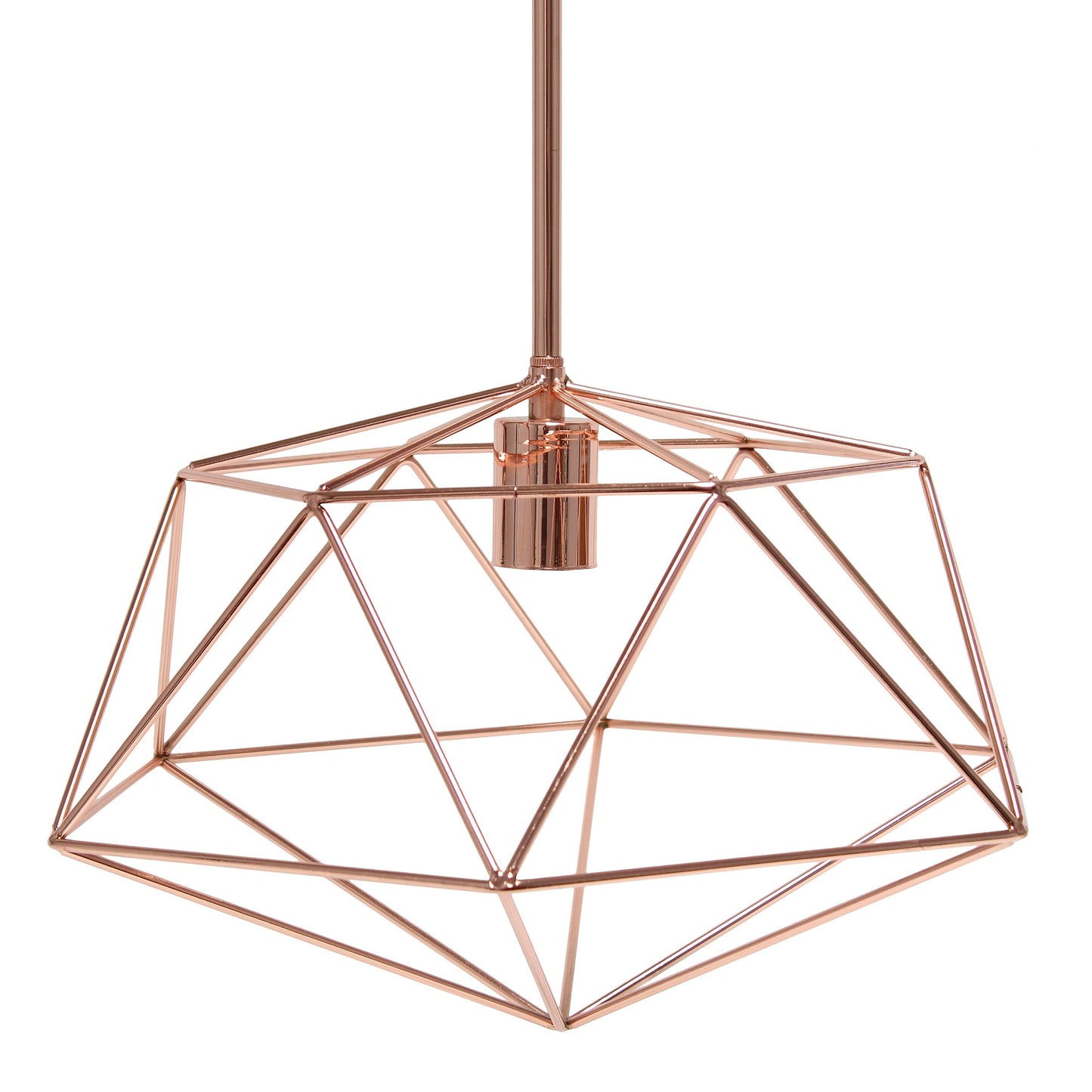 All The Rages Lalia Home 16" Rose Gold Modern Metal Wire Paragon Hanging Pendant Light