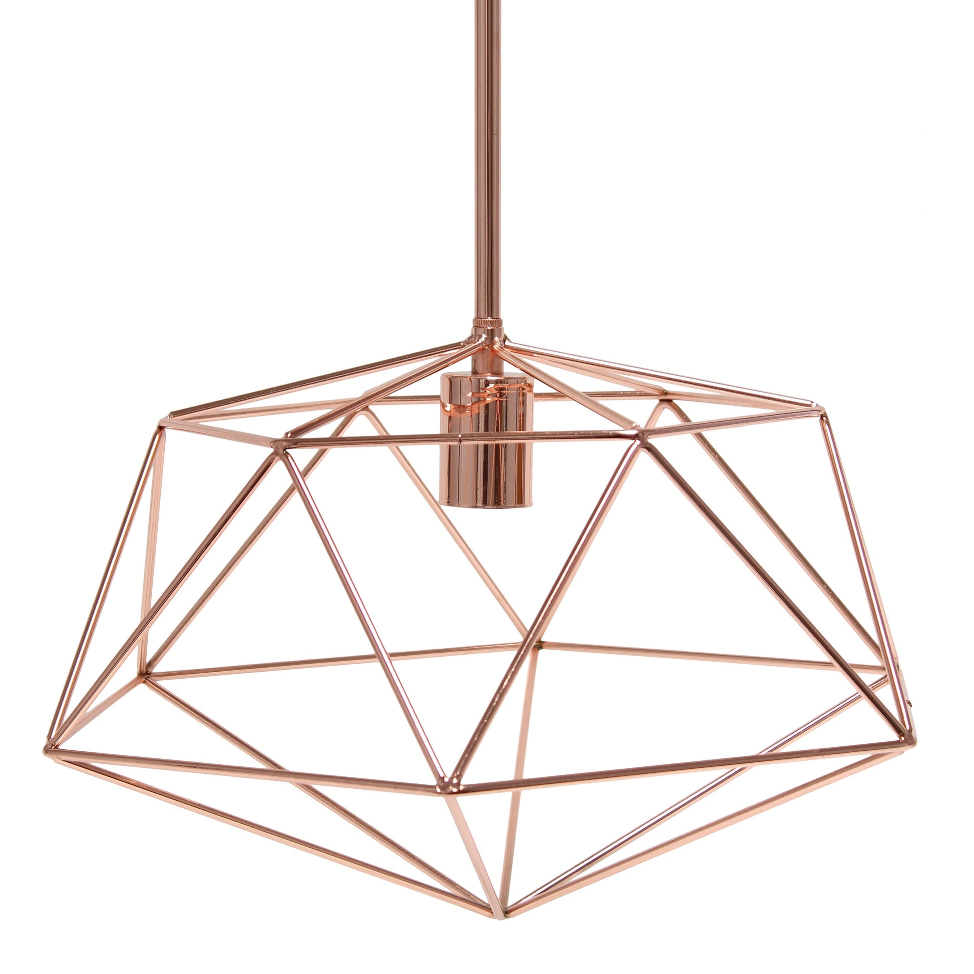 All The Rages Lalia Home 16" Rose Gold Modern Metal Wire Paragon Hanging Pendant Light