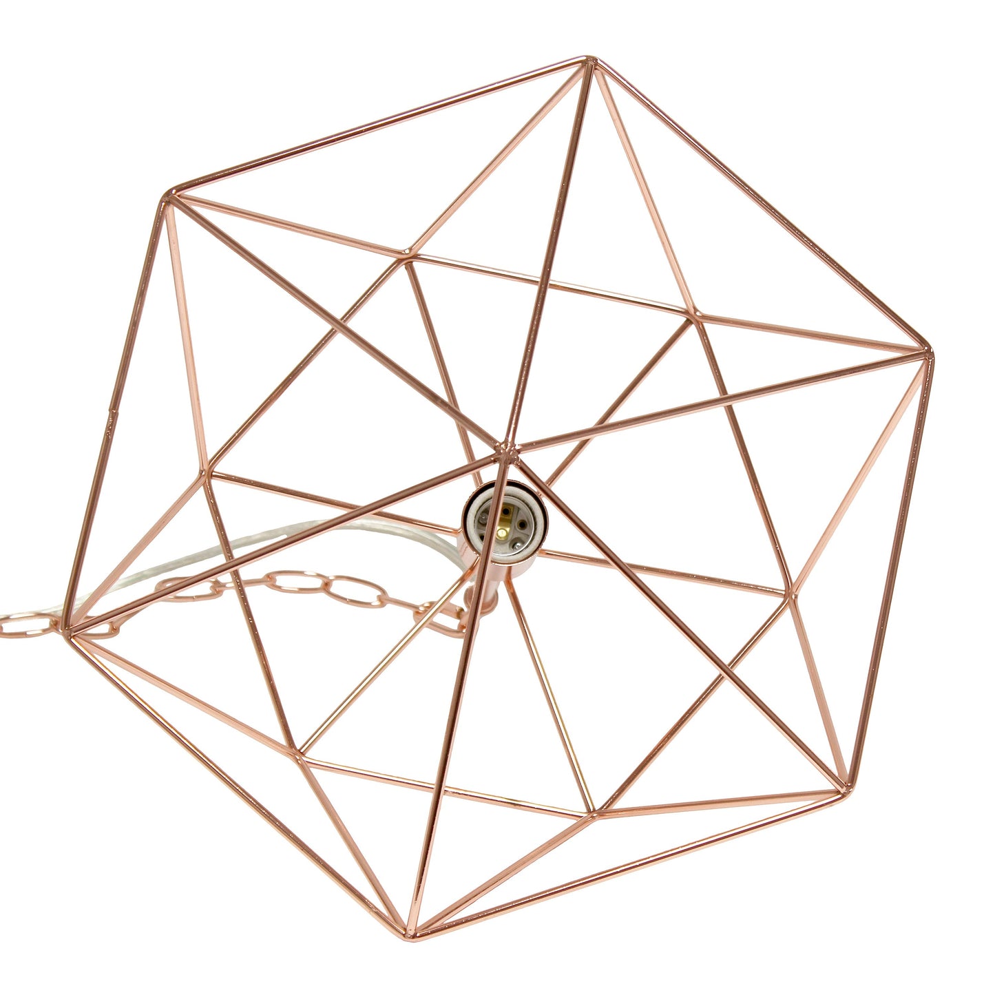 All The Rages Lalia Home 16" Rose Gold Modern Metal Wire Paragon Hanging Pendant Light