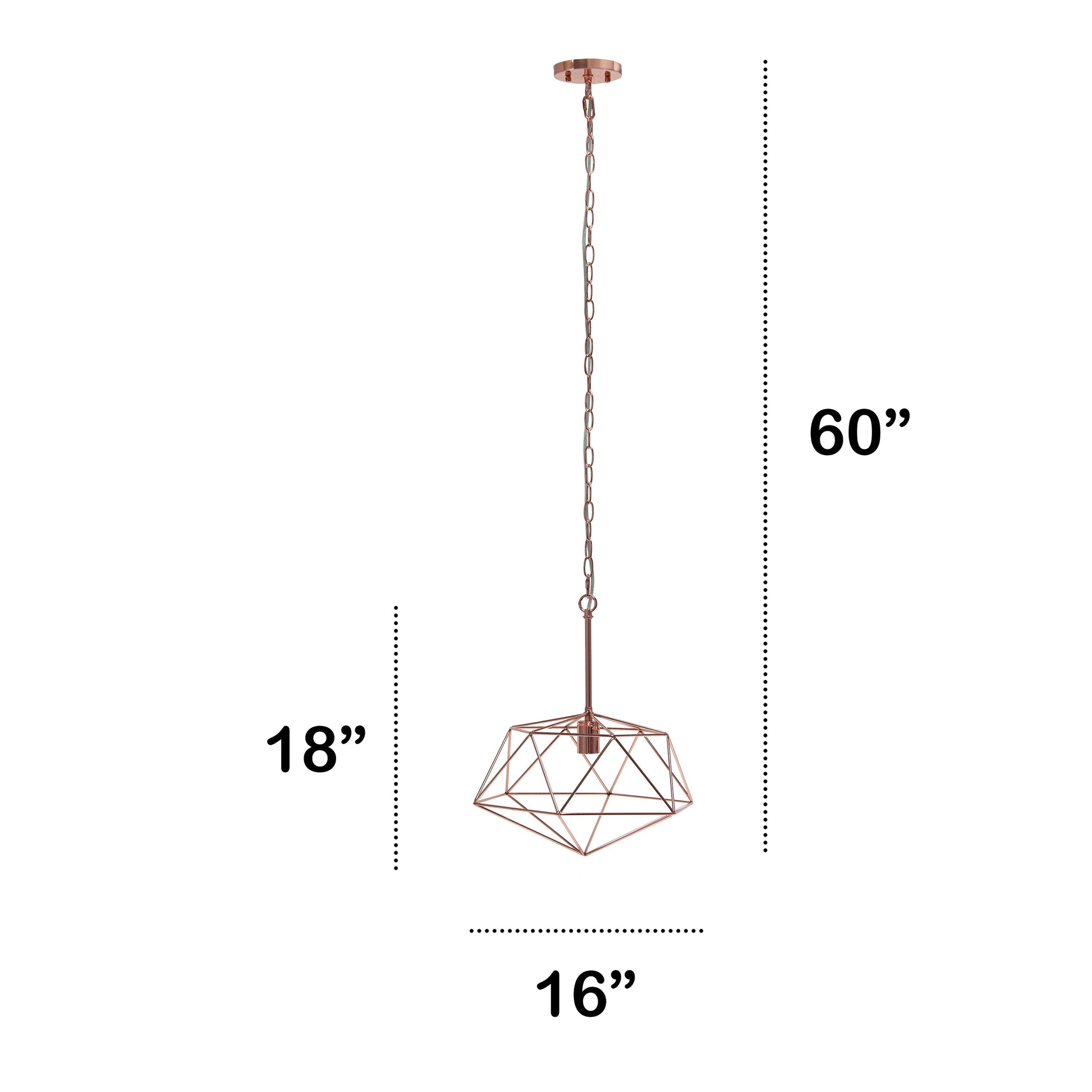 All The Rages Lalia Home 16" Rose Gold Modern Metal Wire Paragon Hanging Pendant Light