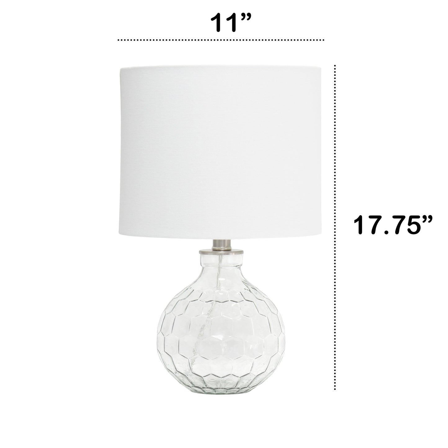 All The Rages Lalia Home 18" Clear Engraved Honeycomb Glass Table Lamp With White Fabric Shade