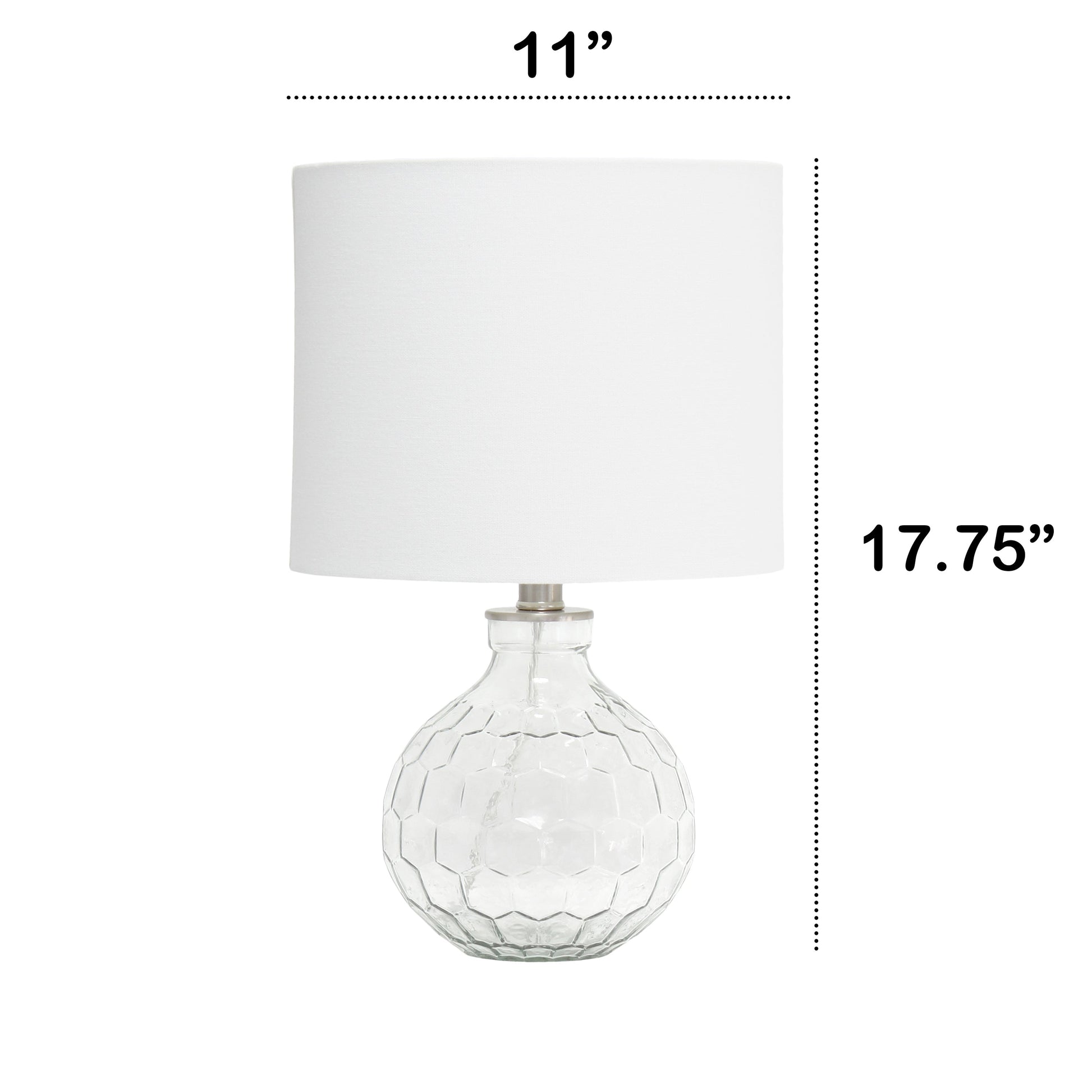 All The Rages Lalia Home 18" Clear Engraved Honeycomb Glass Table Lamp With White Fabric Shade