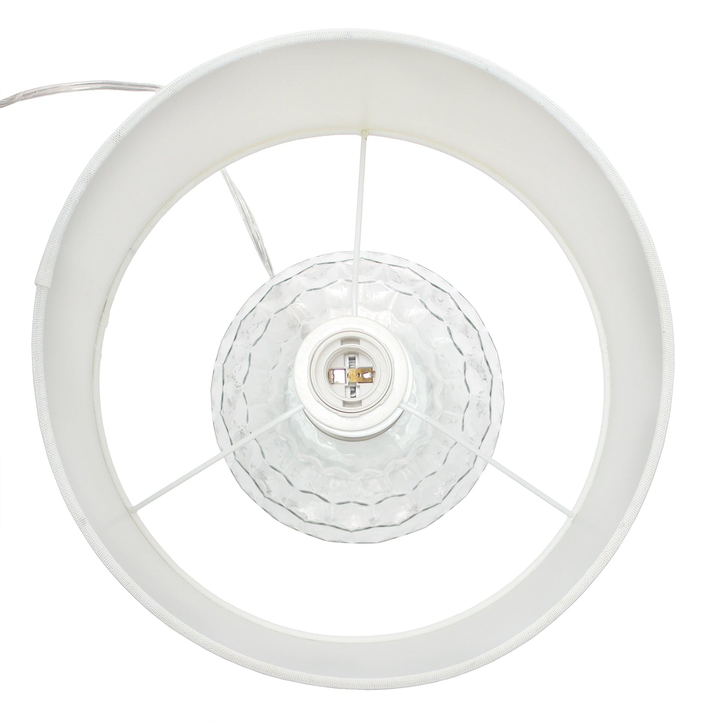All The Rages Lalia Home 18" Clear Engraved Honeycomb Glass Table Lamp With White Fabric Shade