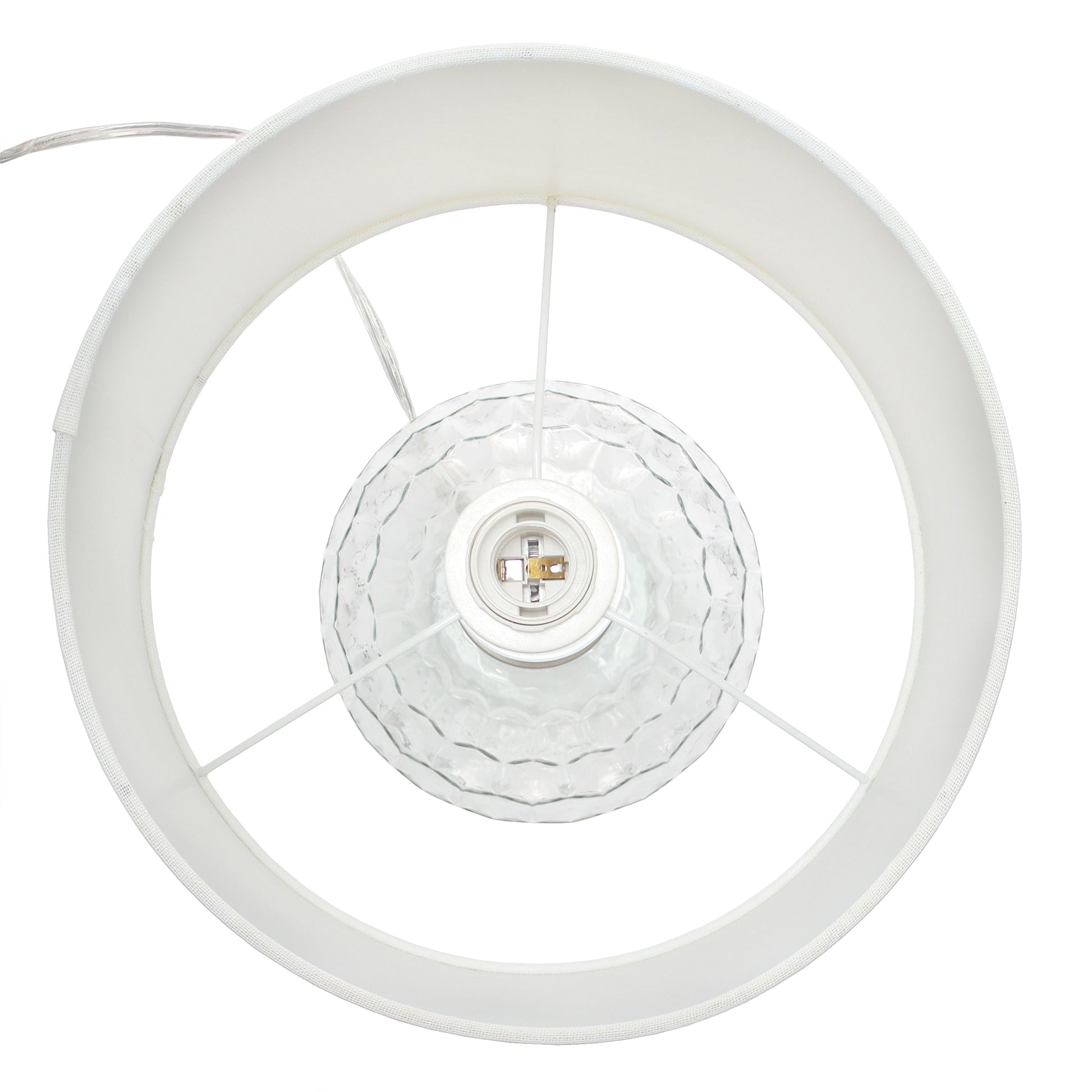 All The Rages Lalia Home 18" Clear Engraved Honeycomb Glass Table Lamp With White Fabric Shade