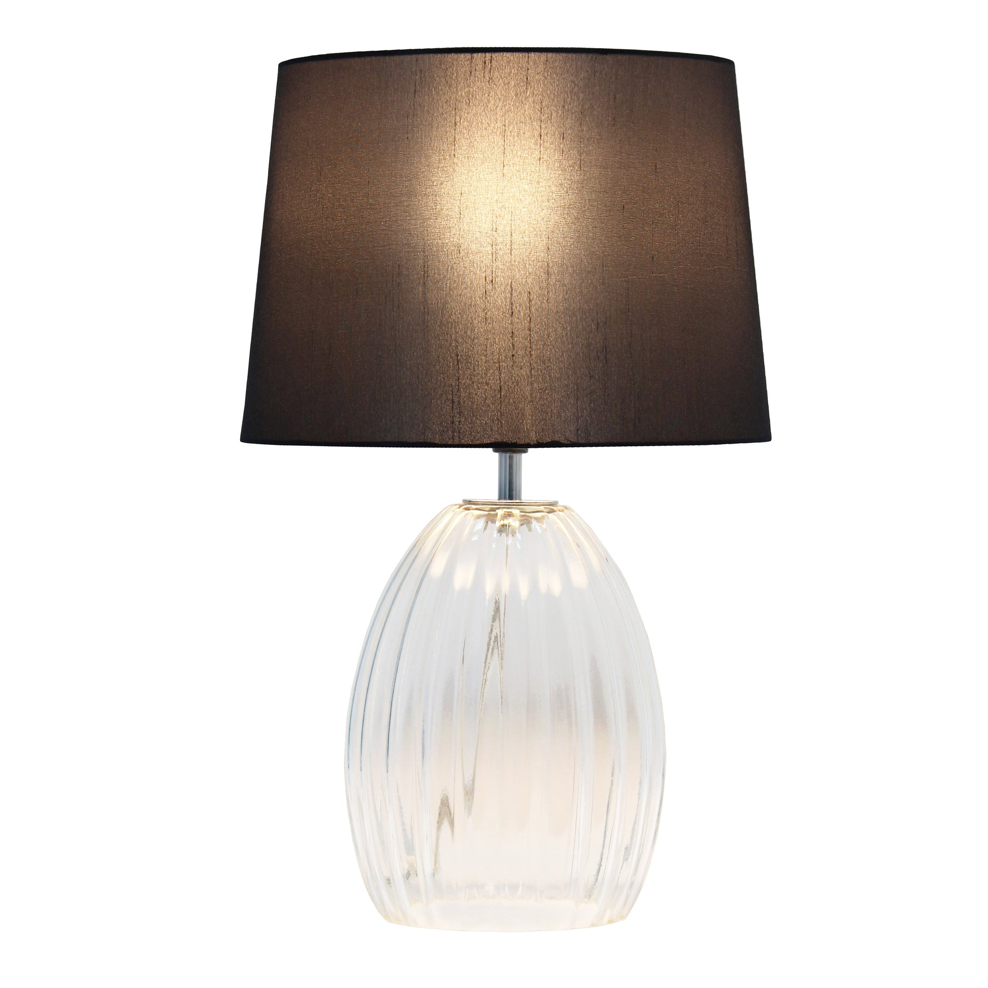 All The Rages Lalia Home 18" Clear Fluted Glass Table Lamp With Gray Fabric Shade