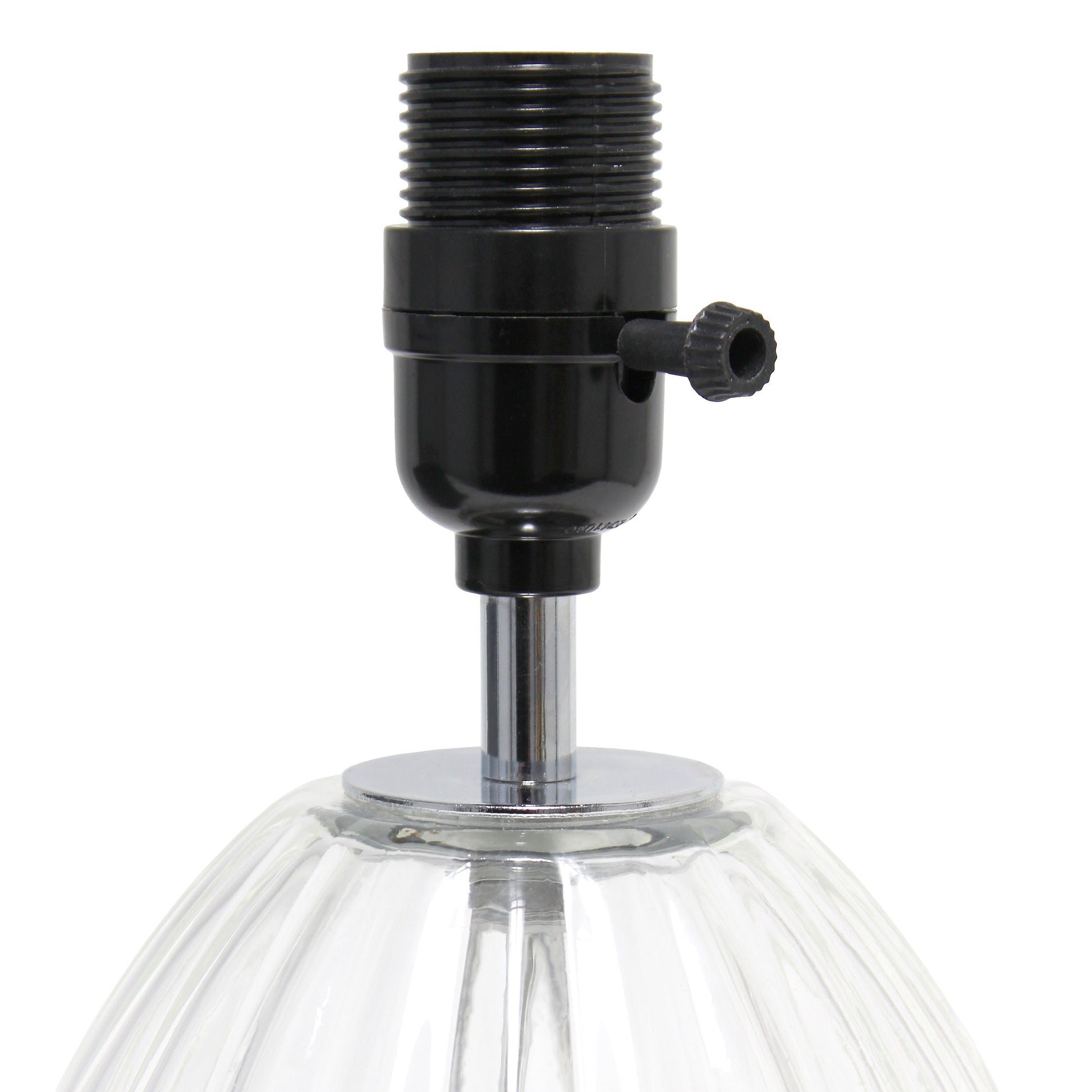 All The Rages Lalia Home 18" Clear Fluted Glass Table Lamp With Gray Fabric Shade